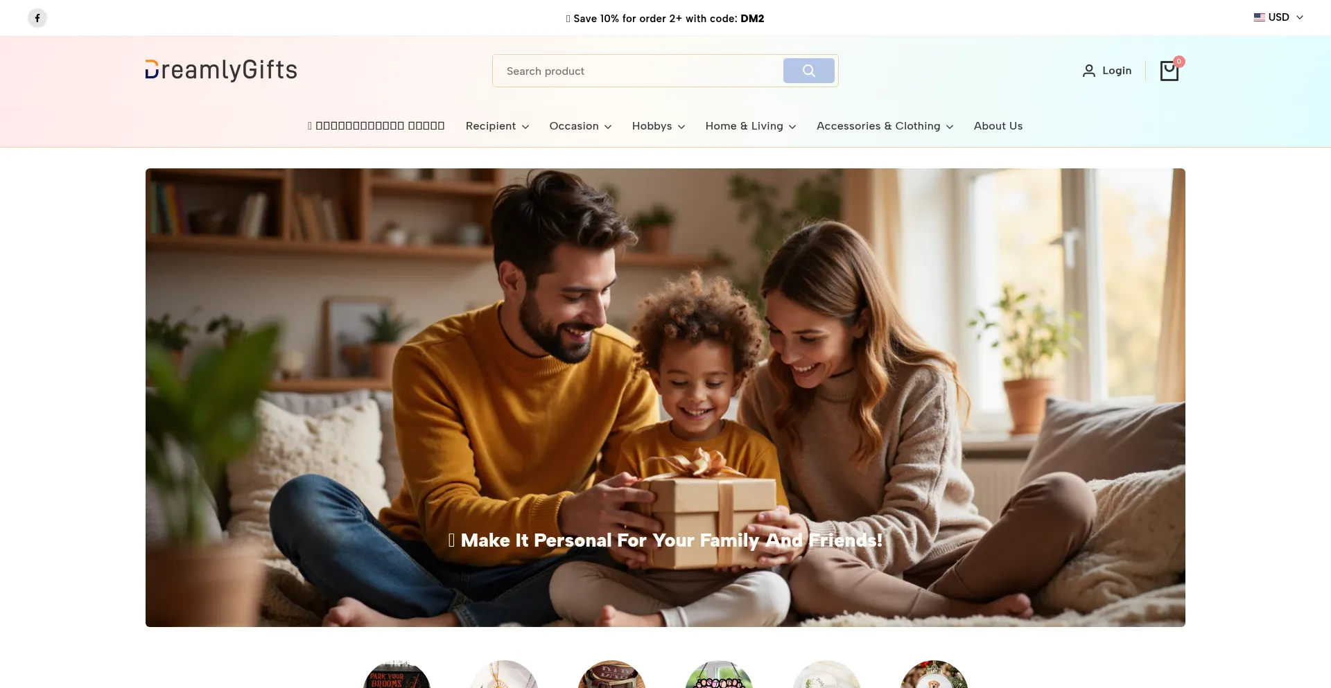 Website screenshot of Dreamlygifts.com