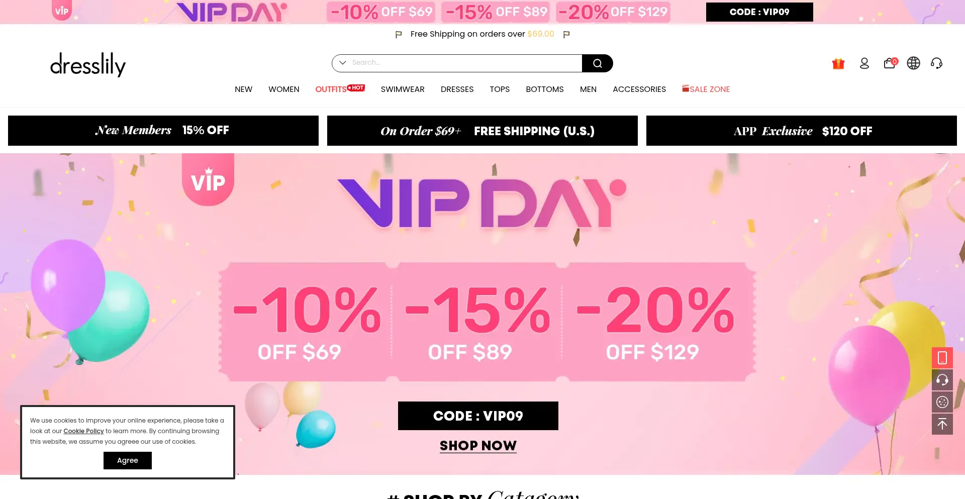 Website screenshot of Dresslily.com