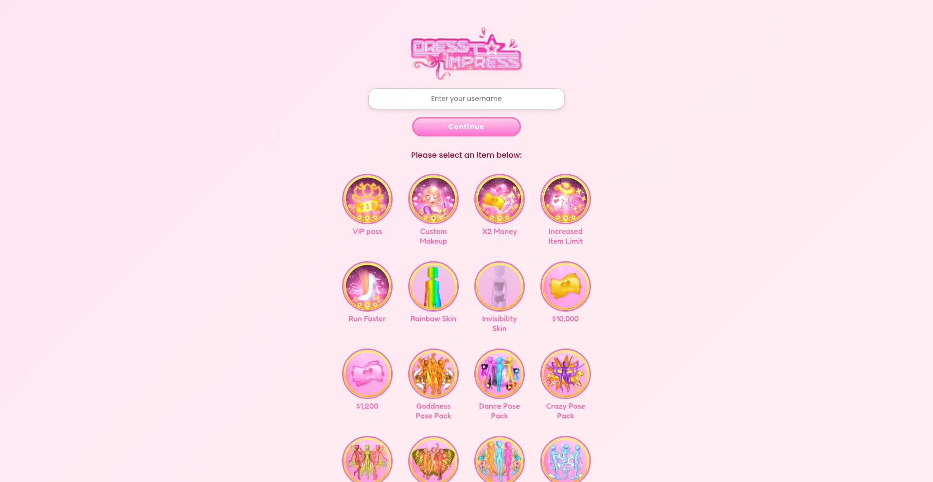 Website screenshot of Dressyblox.netlify.app