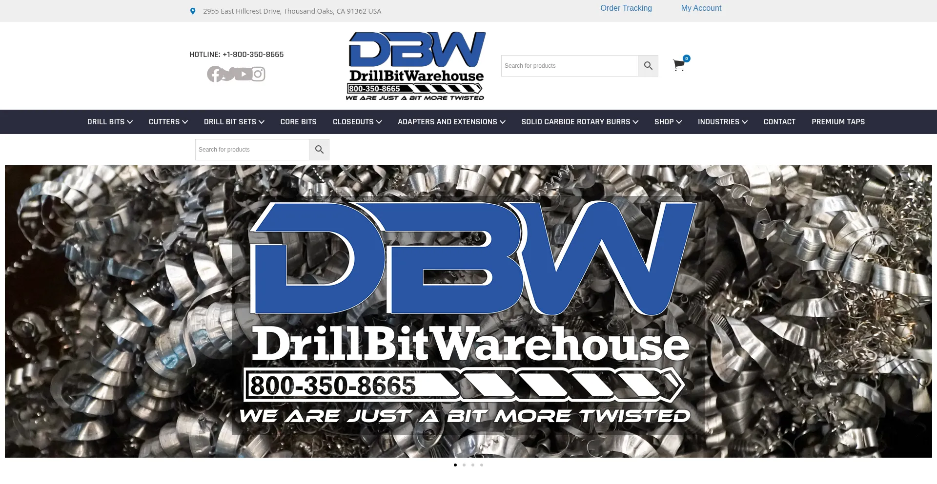Website screenshot of Drillbitwarehouse.com