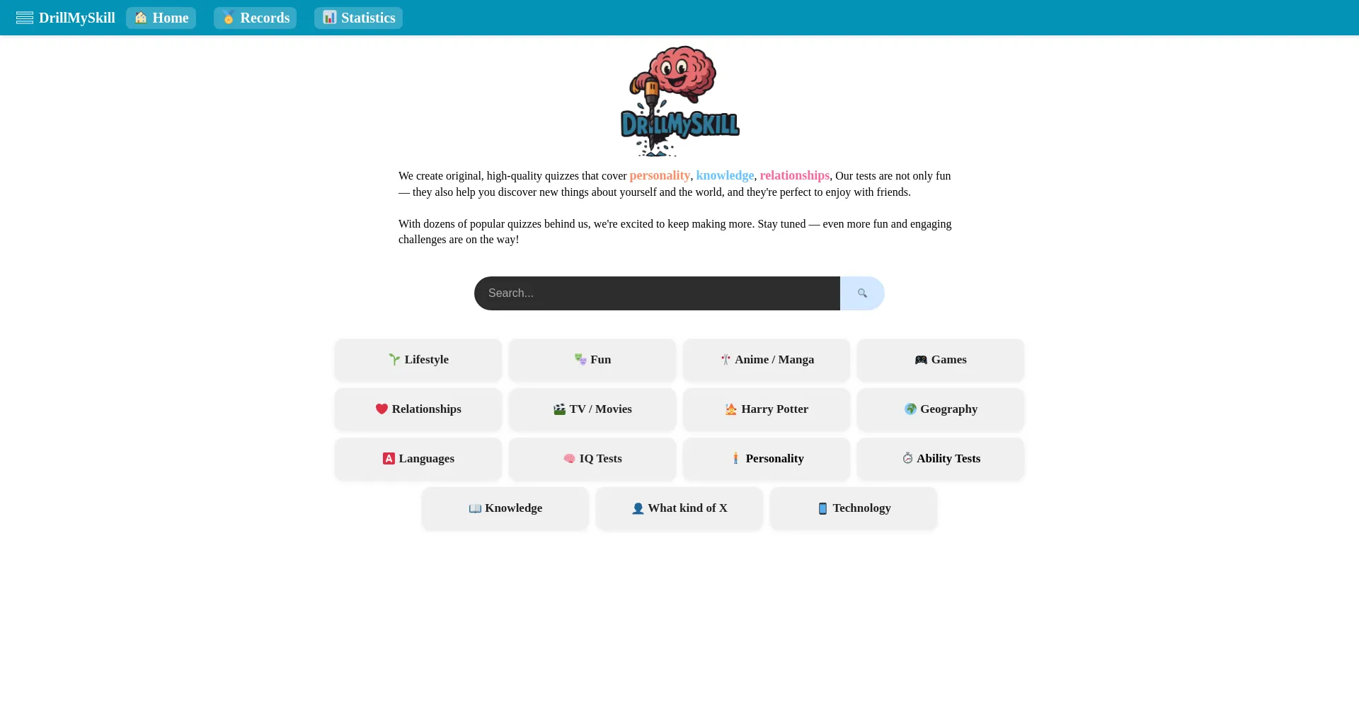 Website screenshot of Drillmyskill.com