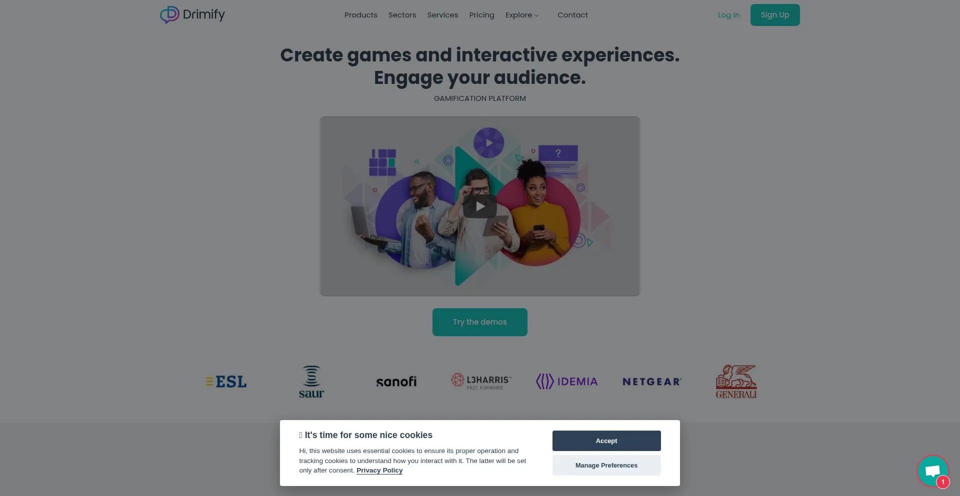 Website screenshot of Drimify.com