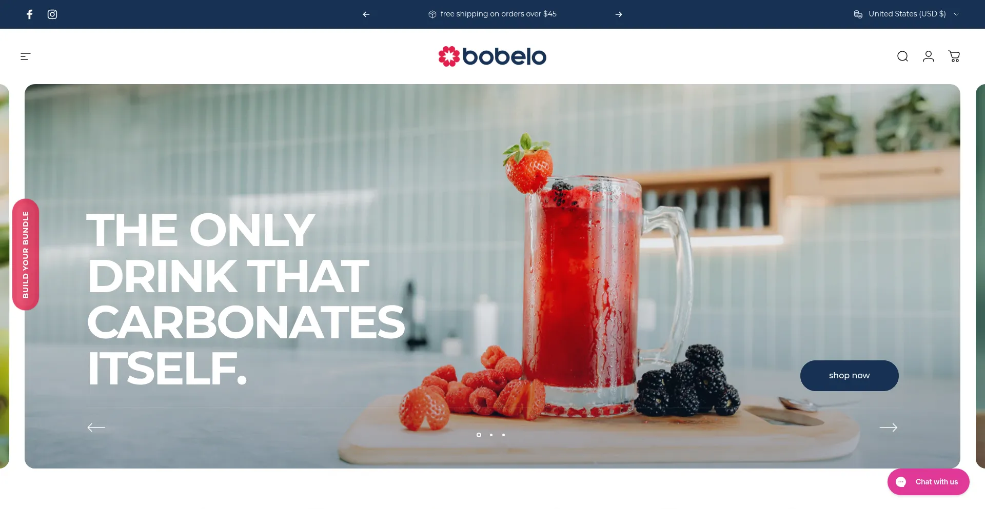 Website screenshot of Drinkbobelo.com