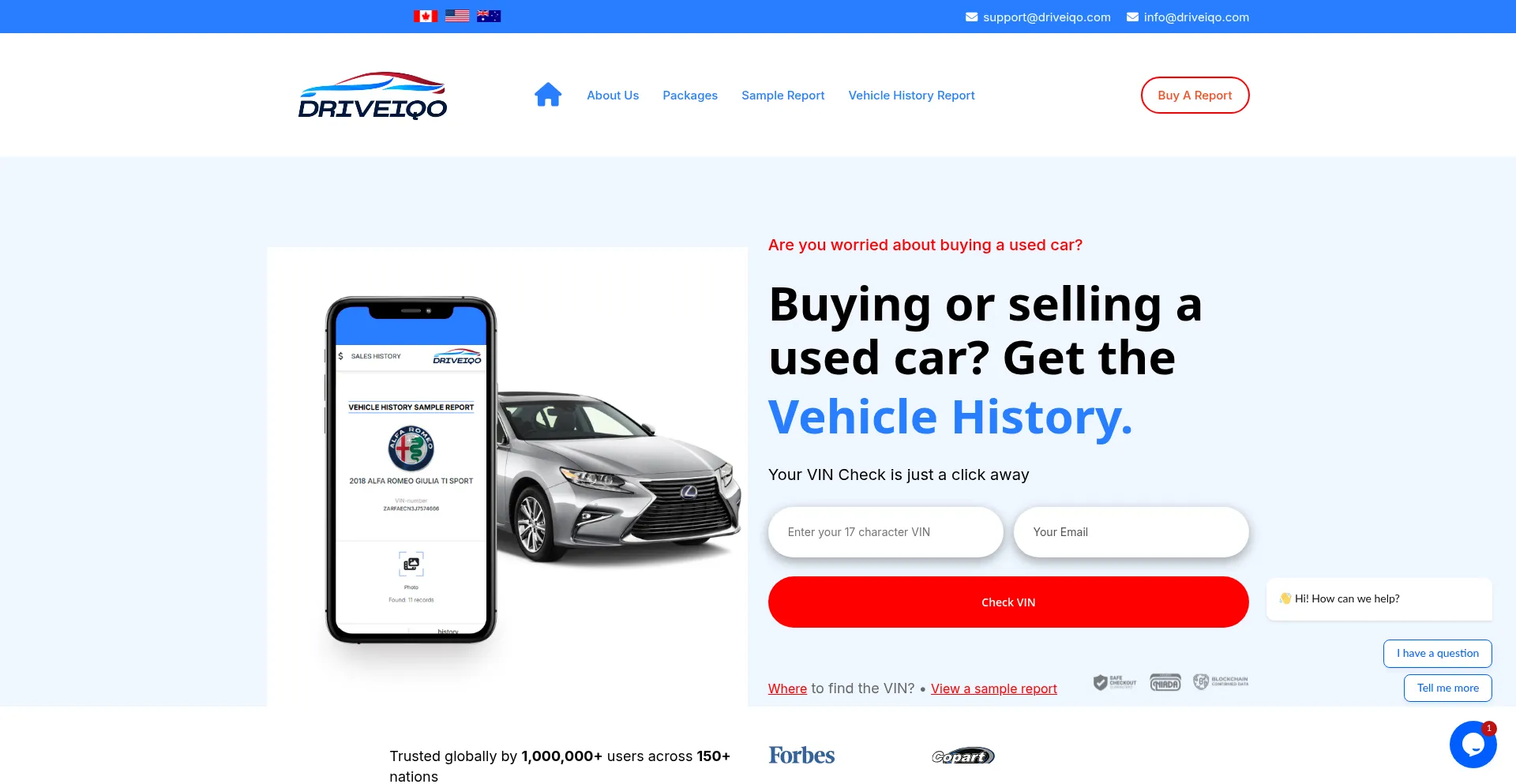 Website screenshot of Driveiqo.com
