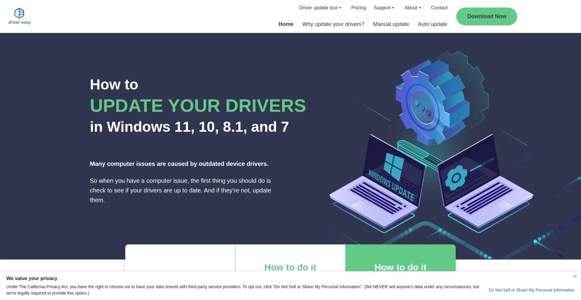 Website screenshot of Drivereasy.com