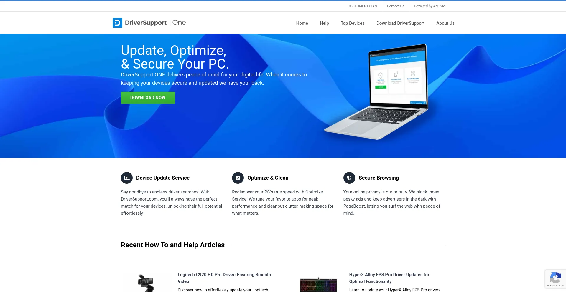 Website screenshot of Driversupport.com