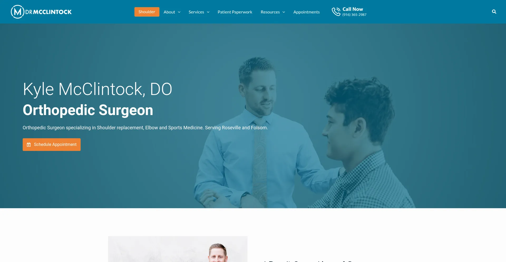 Website screenshot of Drmcclintock.com