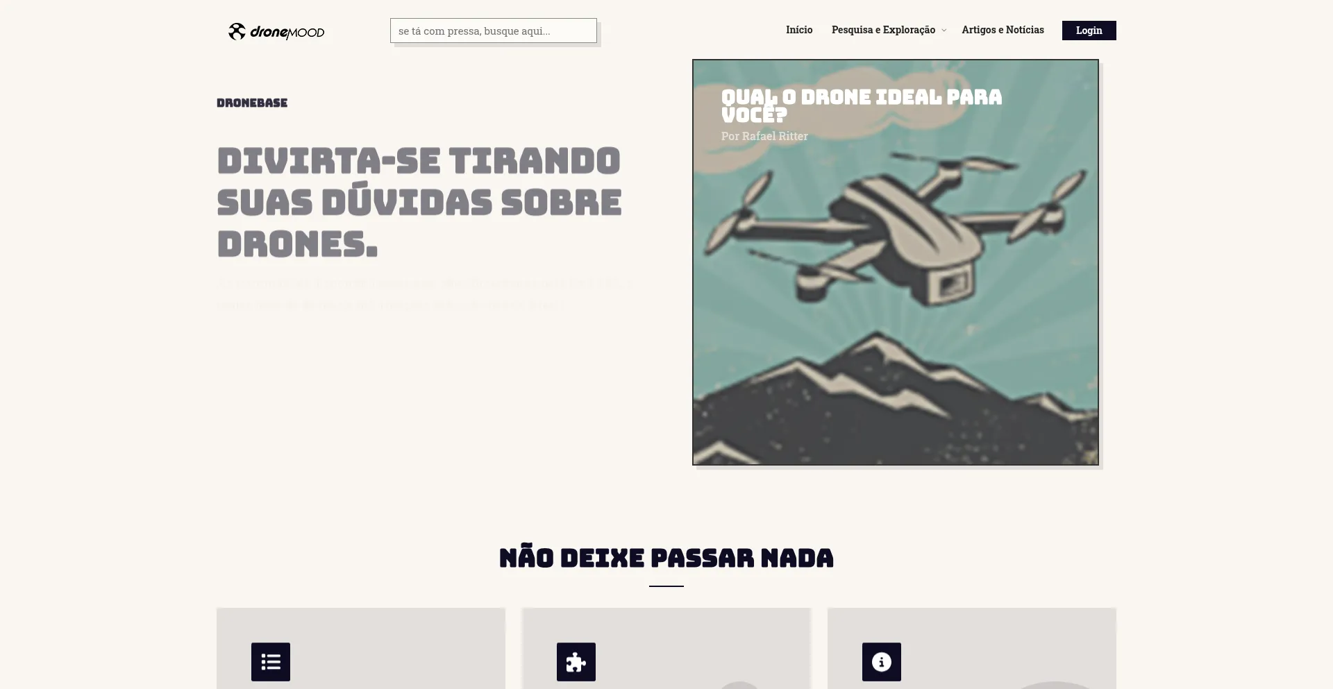 Website screenshot of Dronemood.com.br