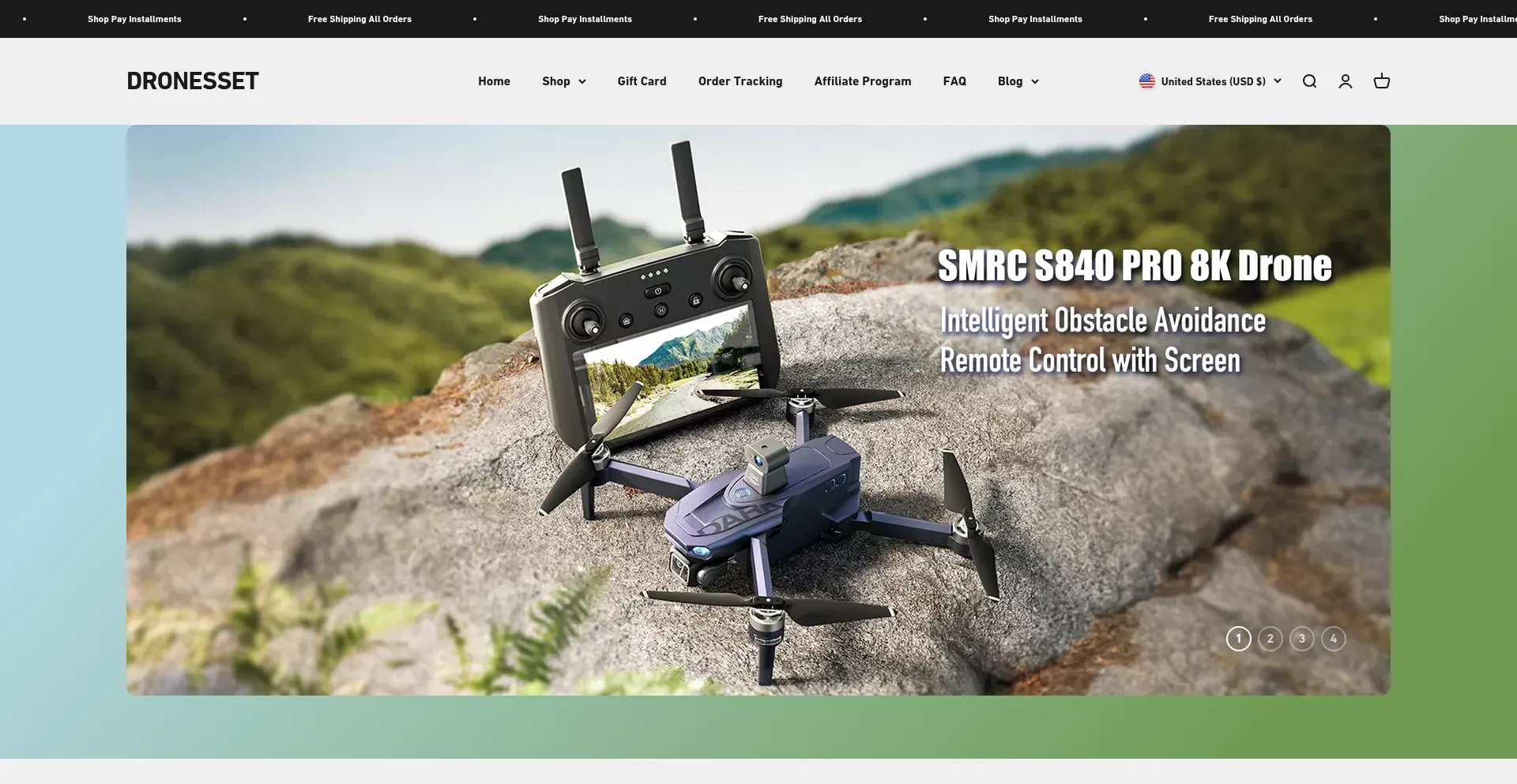 Website screenshot of Dronesset.com