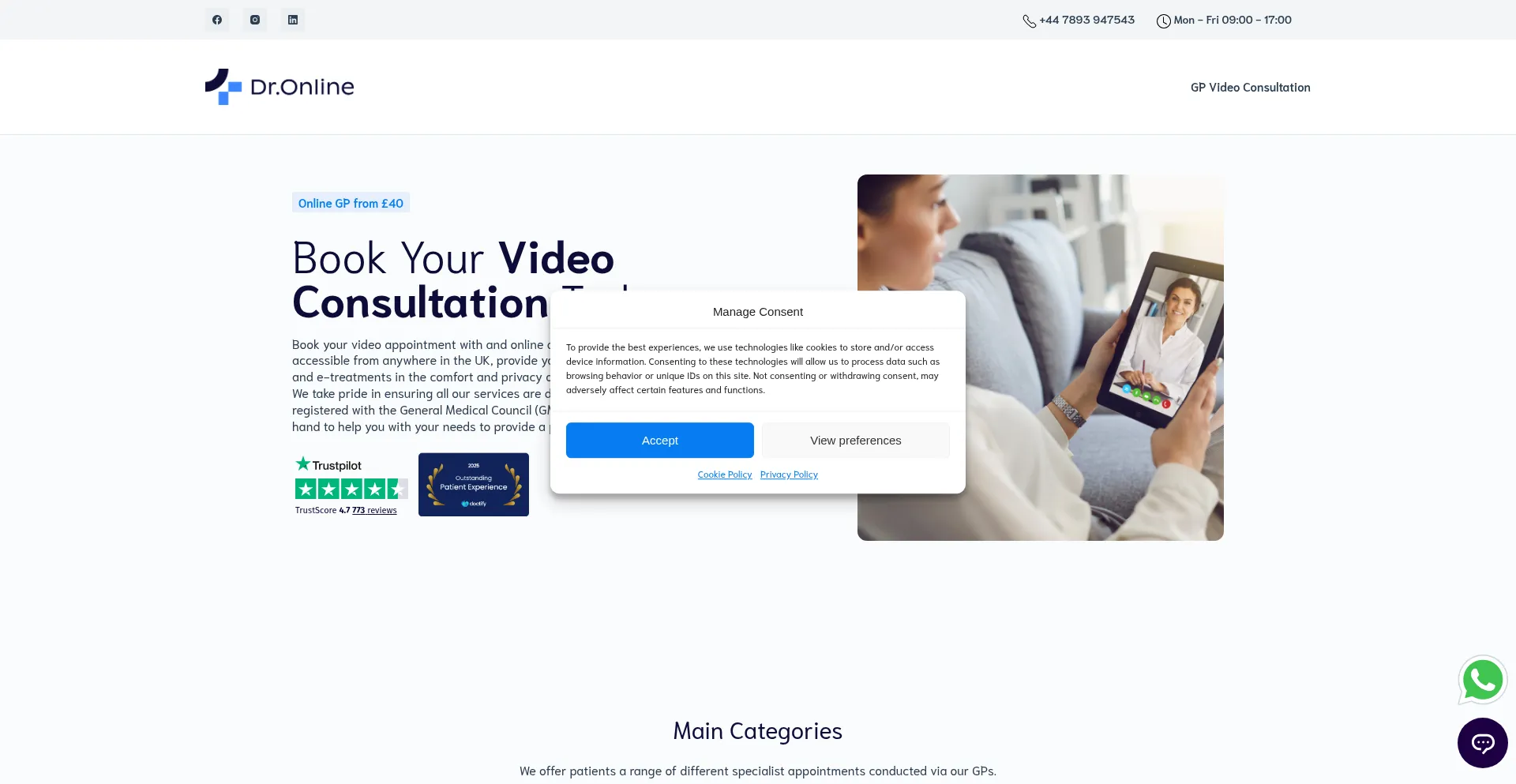 Website screenshot of Dronline.uk.com