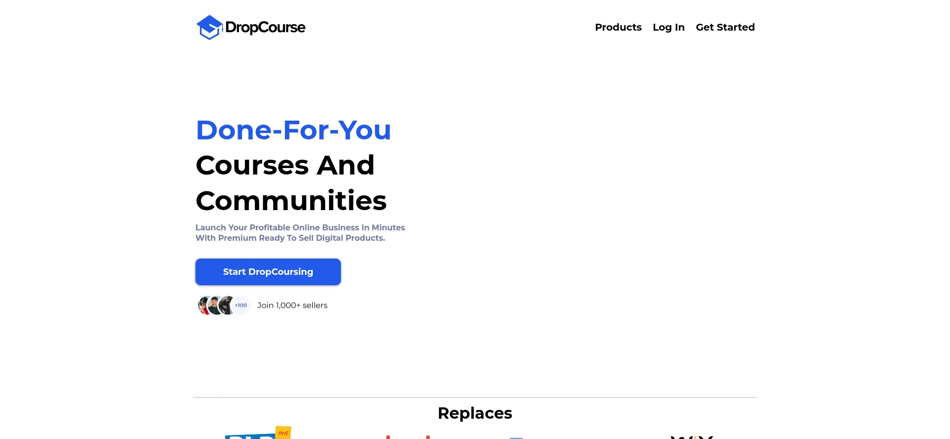 Website screenshot of Dropcourse.com