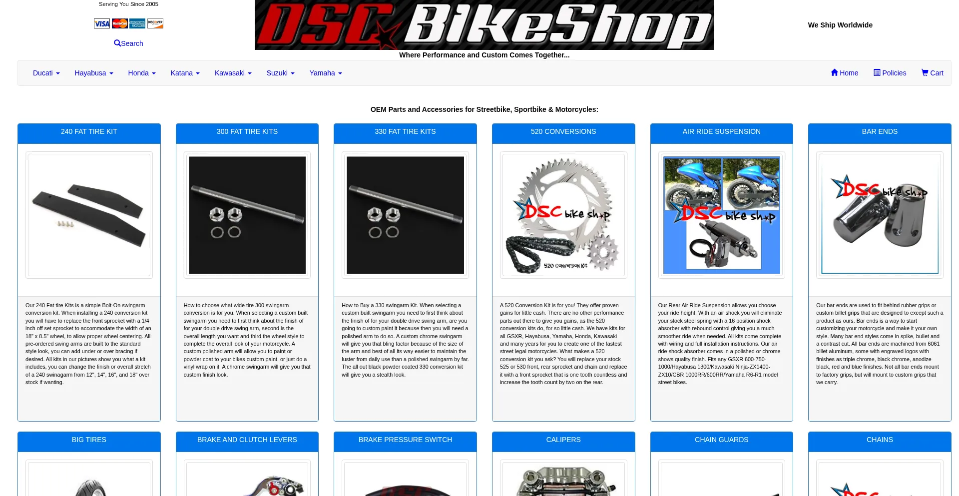 Website screenshot of Dscbikeshop.com