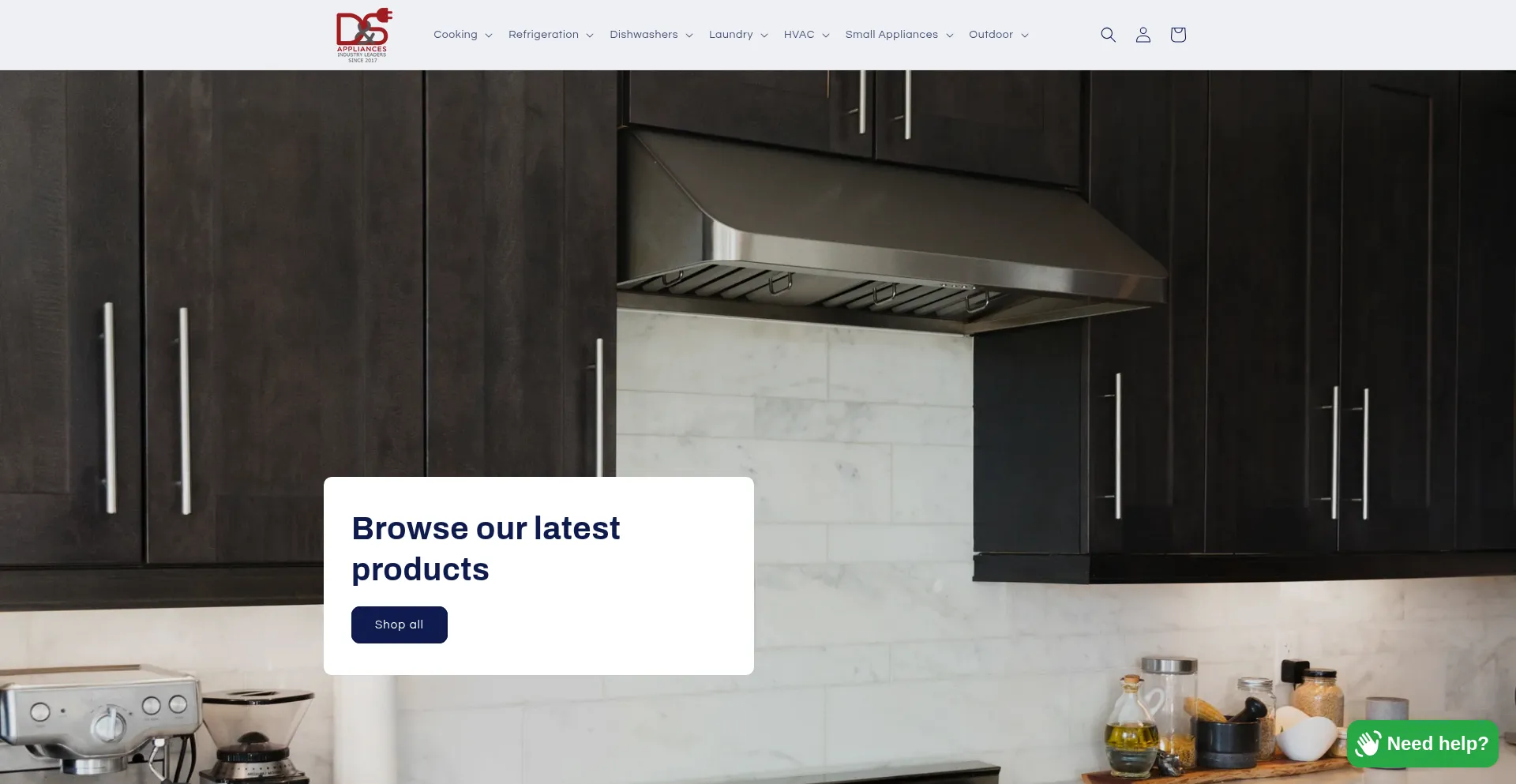Website screenshot of Dshomeappliances.com