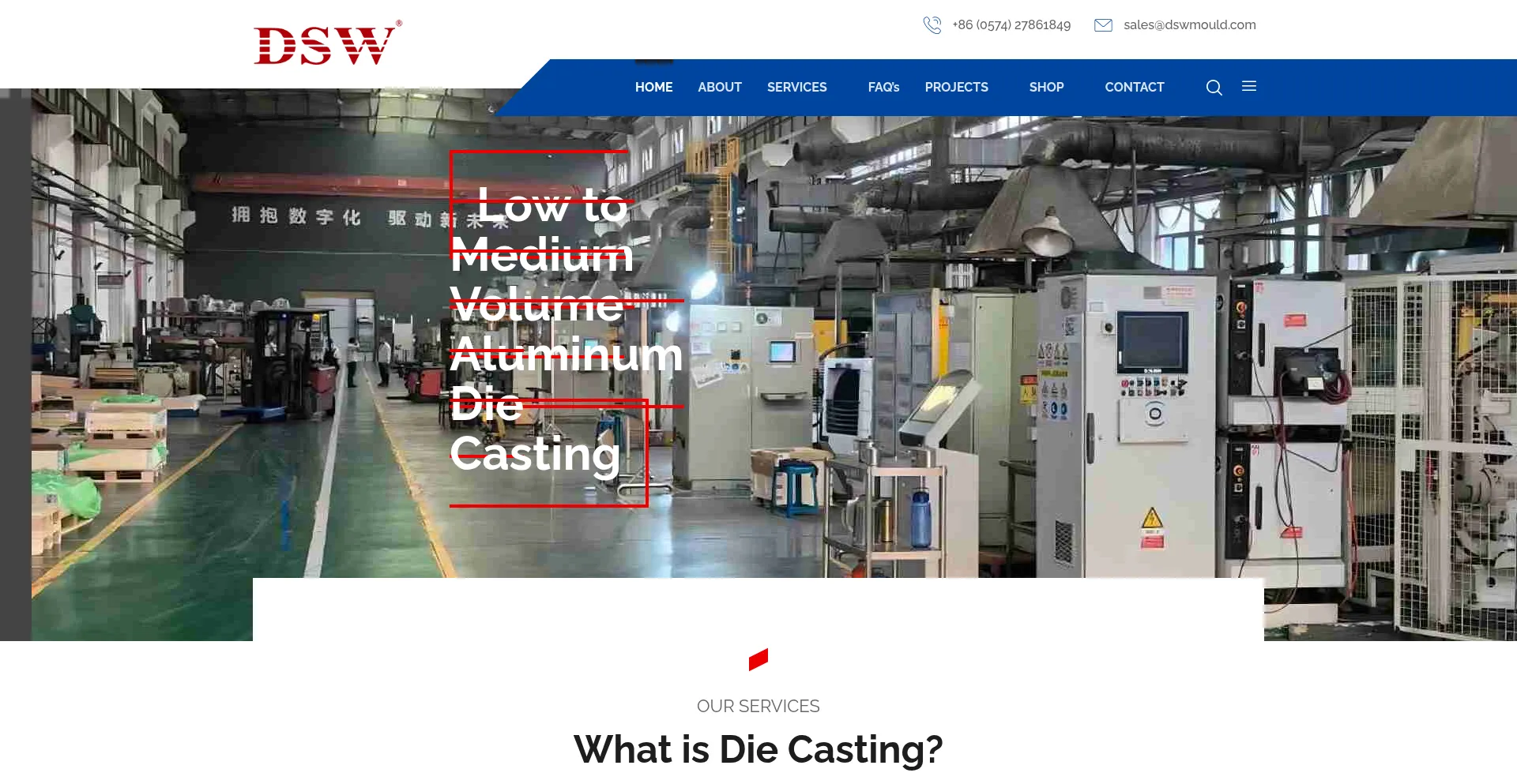 Website screenshot of Dswdiecasting.com