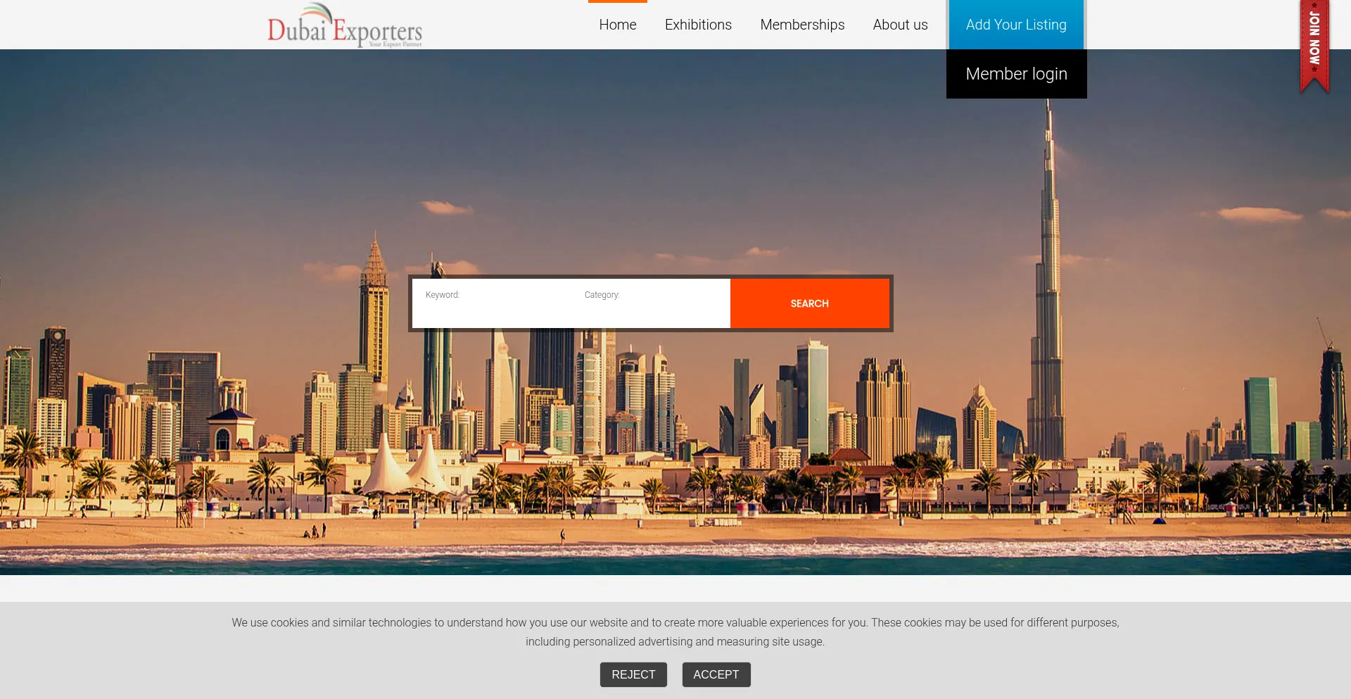 Website screenshot of Dubaiexporters.com