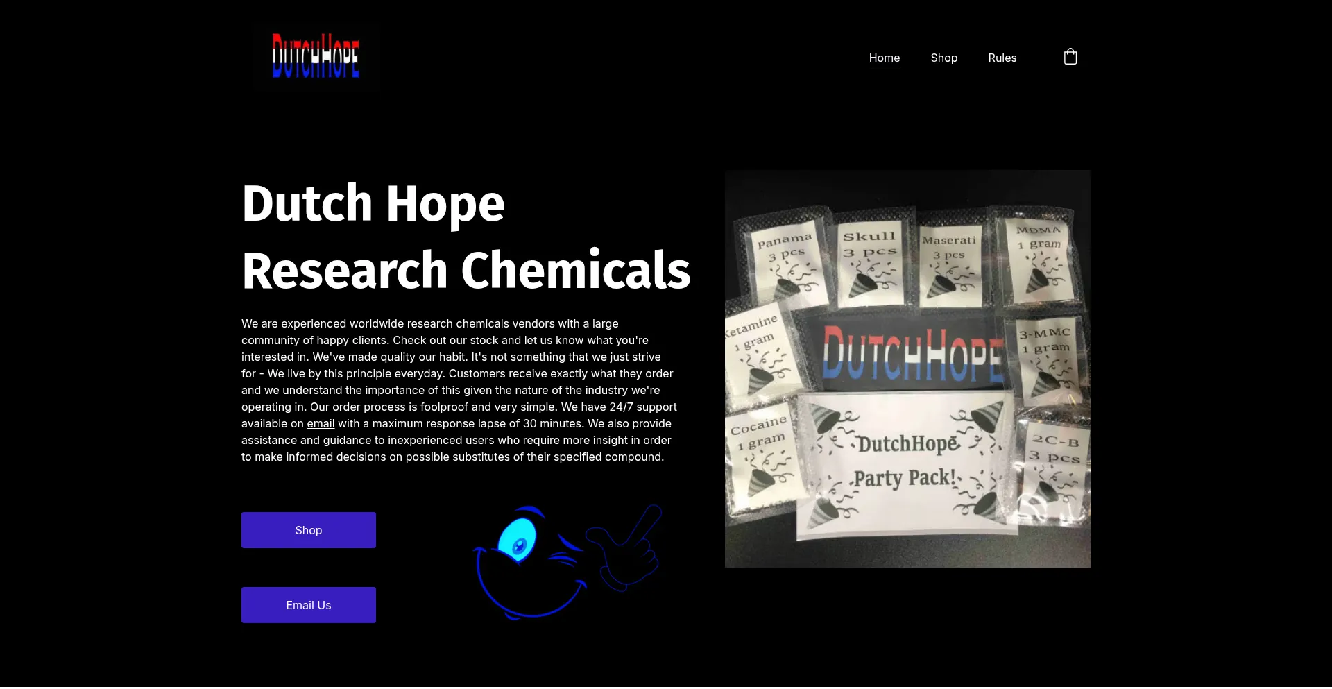 Website screenshot of Dutch-hope.com