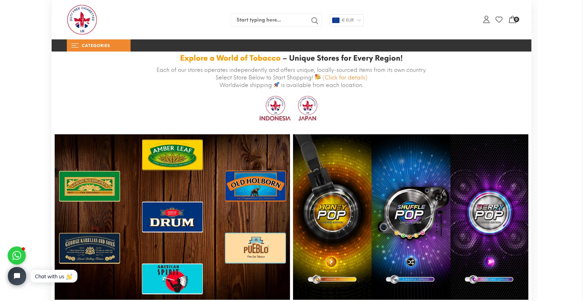 Website screenshot of Dutyfreecigarettes.co.uk