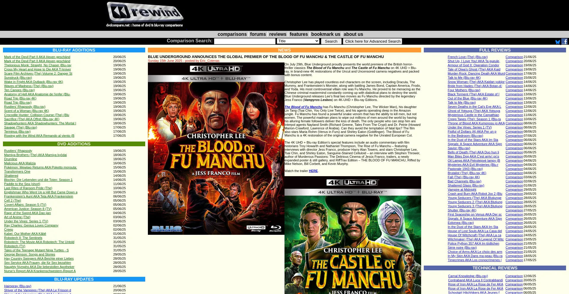 Website screenshot of Dvdcompare.net