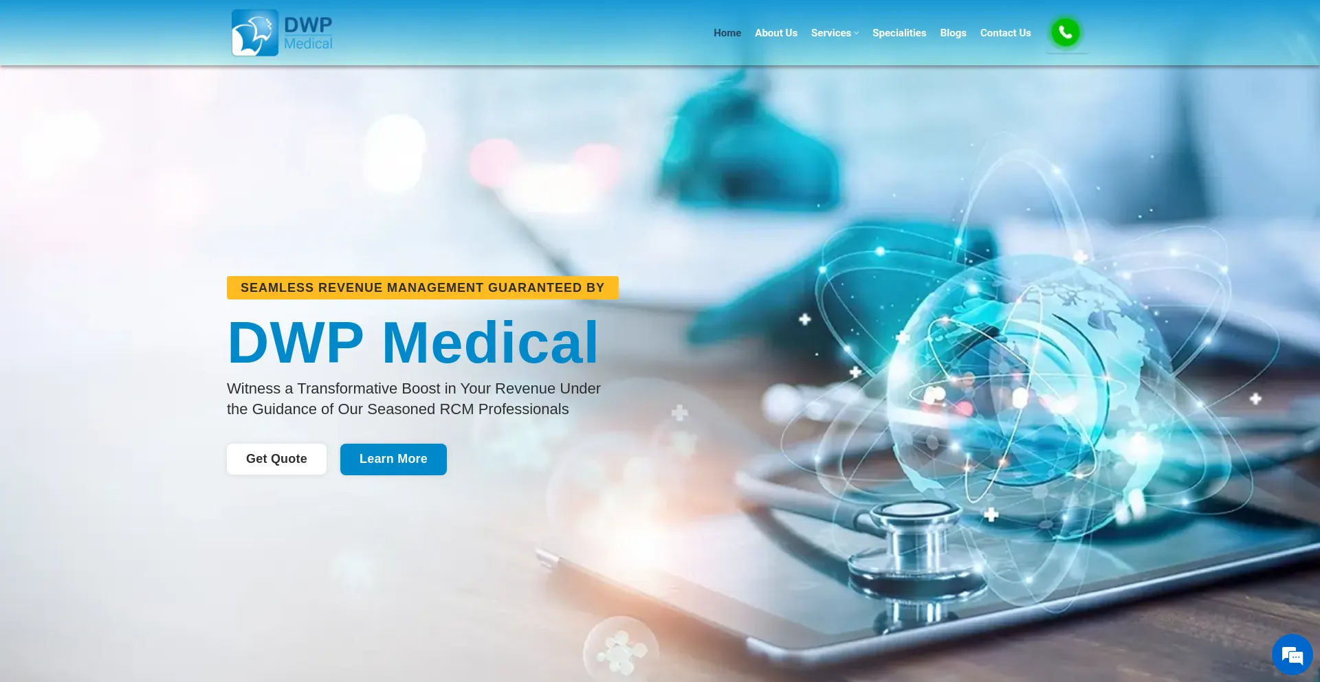 Website screenshot of Dwpmedical.com