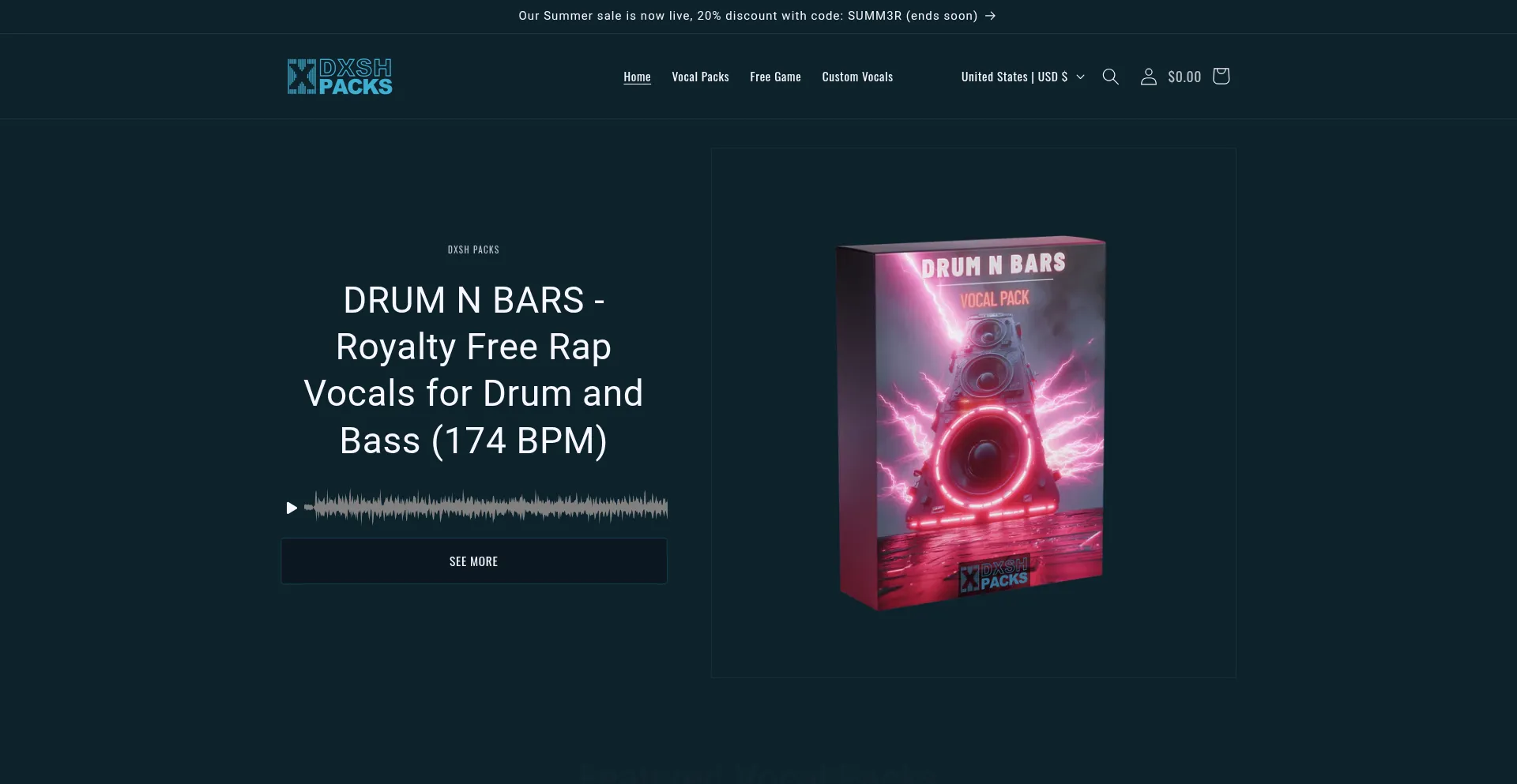 Website screenshot of Dxshpacks.com