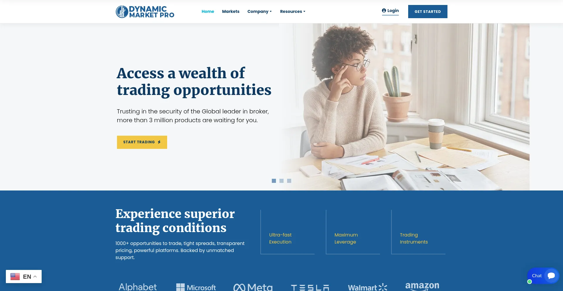 Website screenshot of Dynamicmarketpro.com