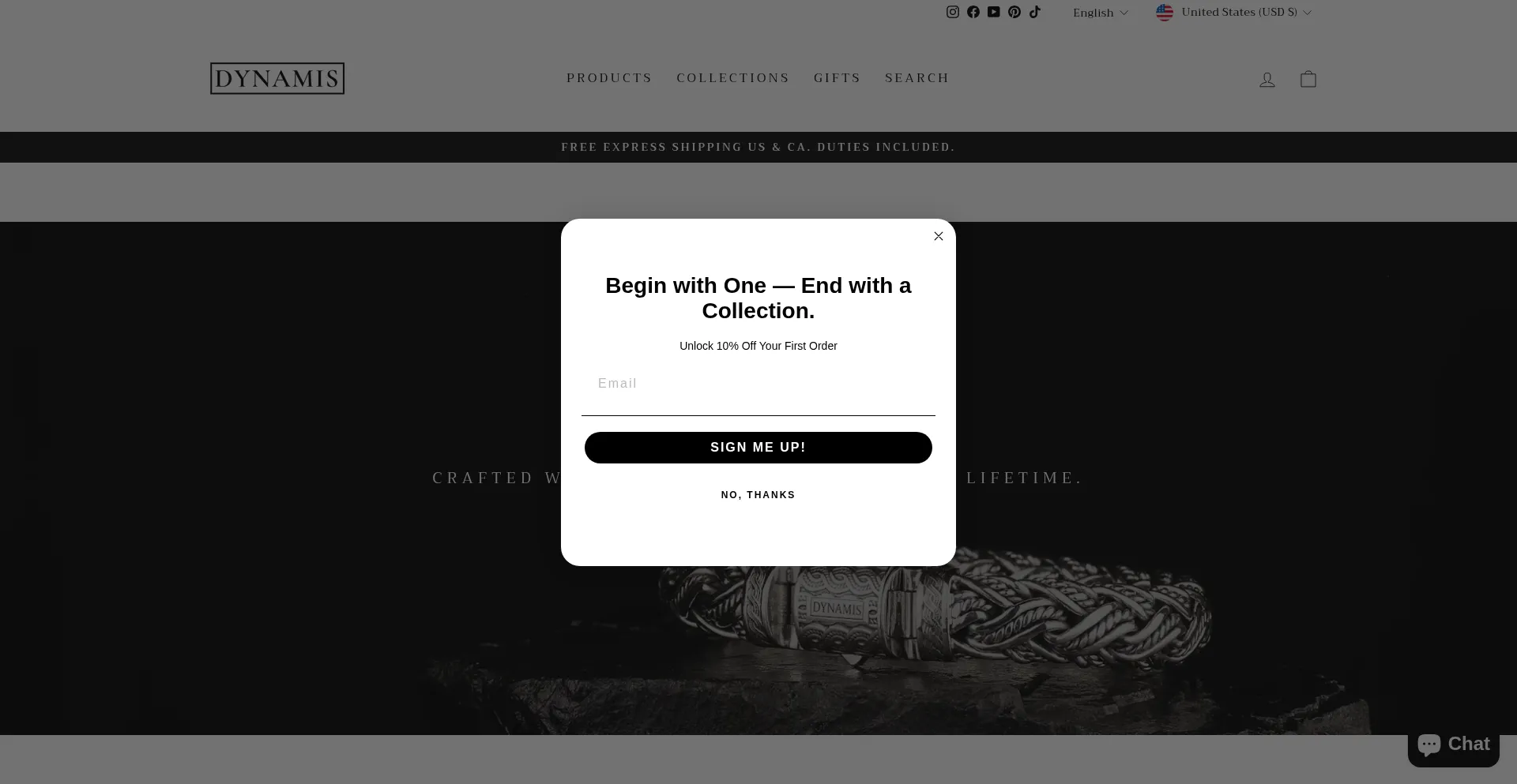 Website screenshot of Dynamisjewelry.com