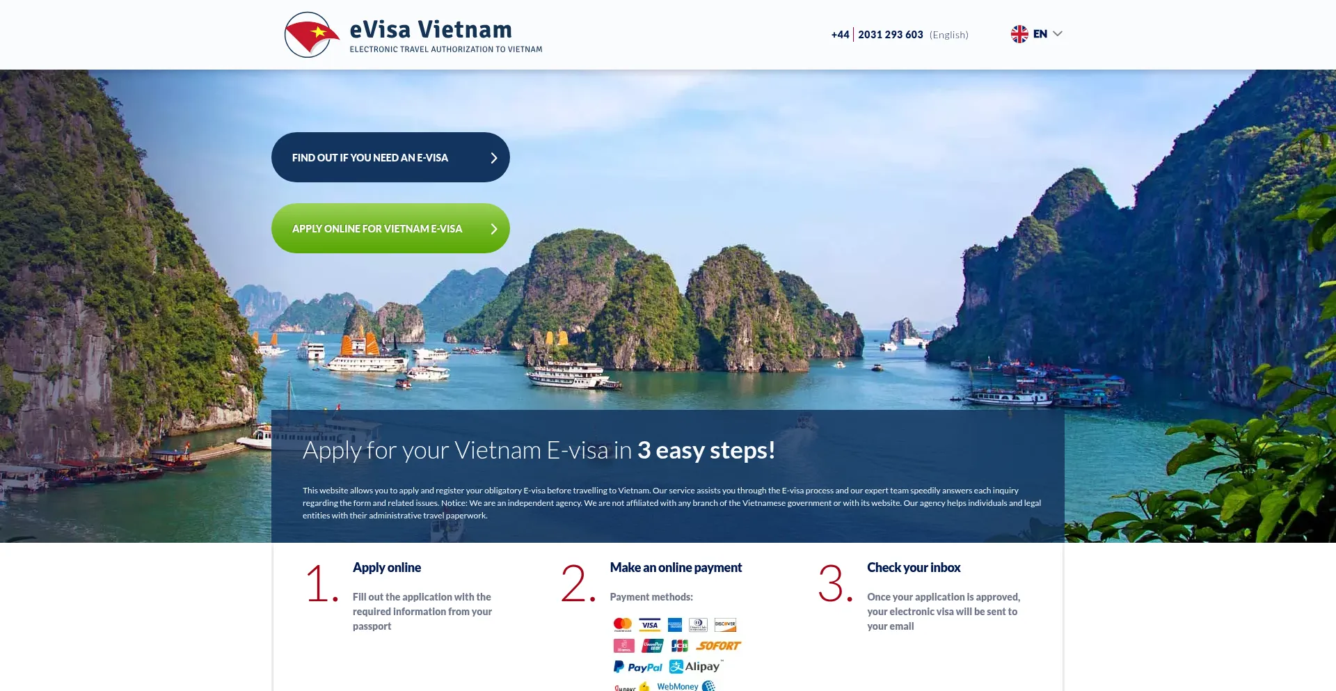 Website screenshot of E-visa-vietnam.com