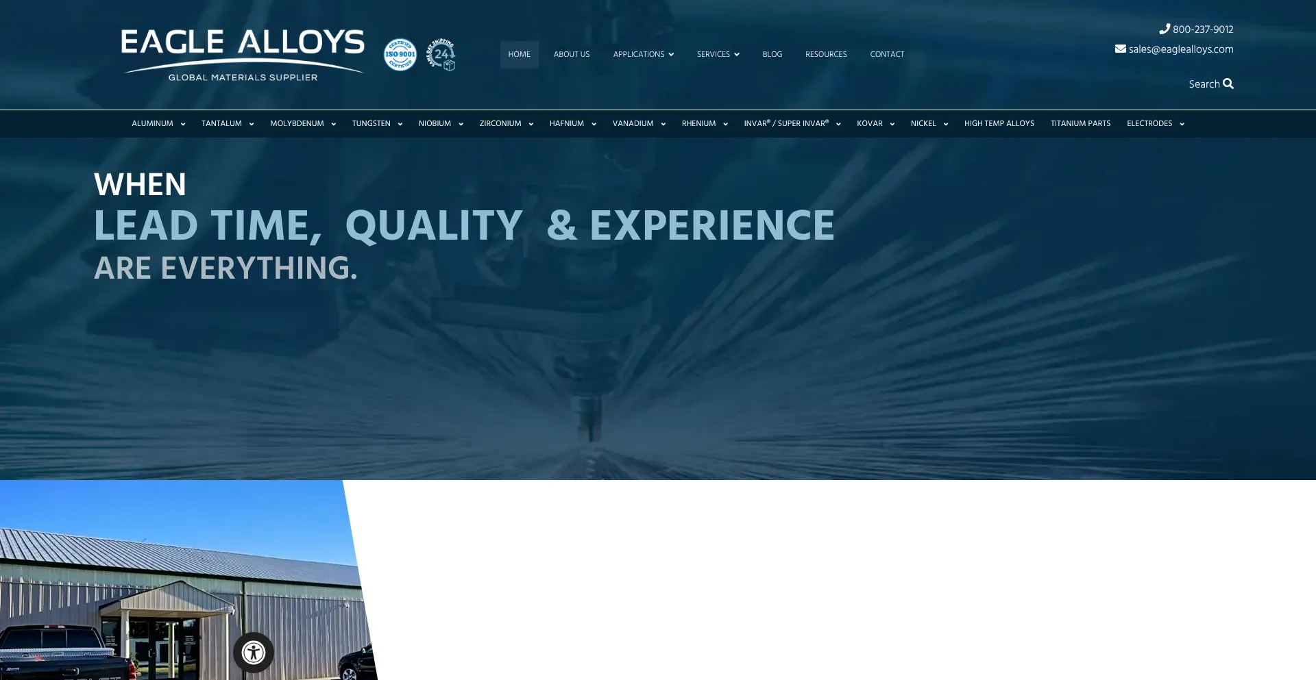 Website screenshot of Eaglealloys.com