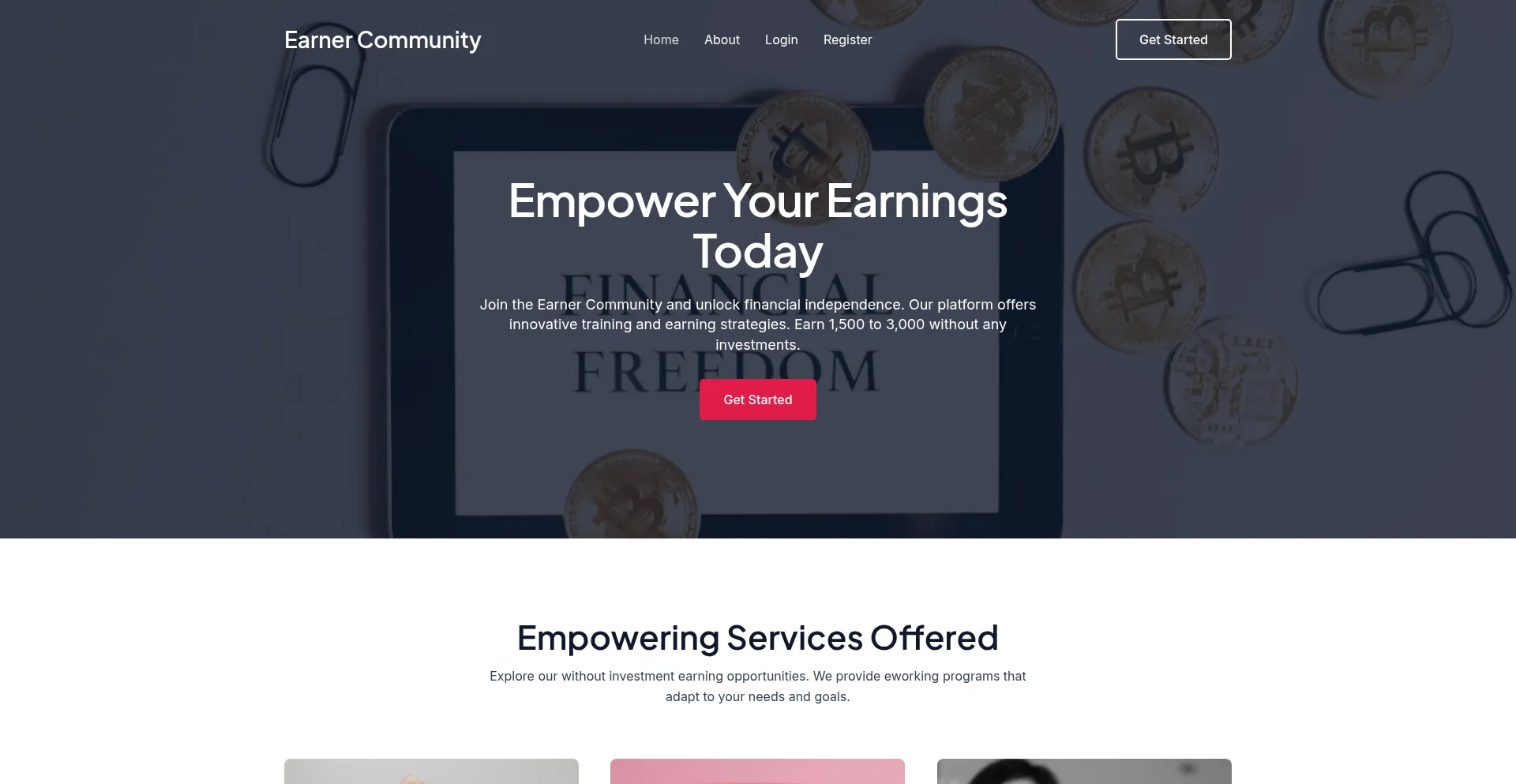 Website screenshot of Earnercommunity.com