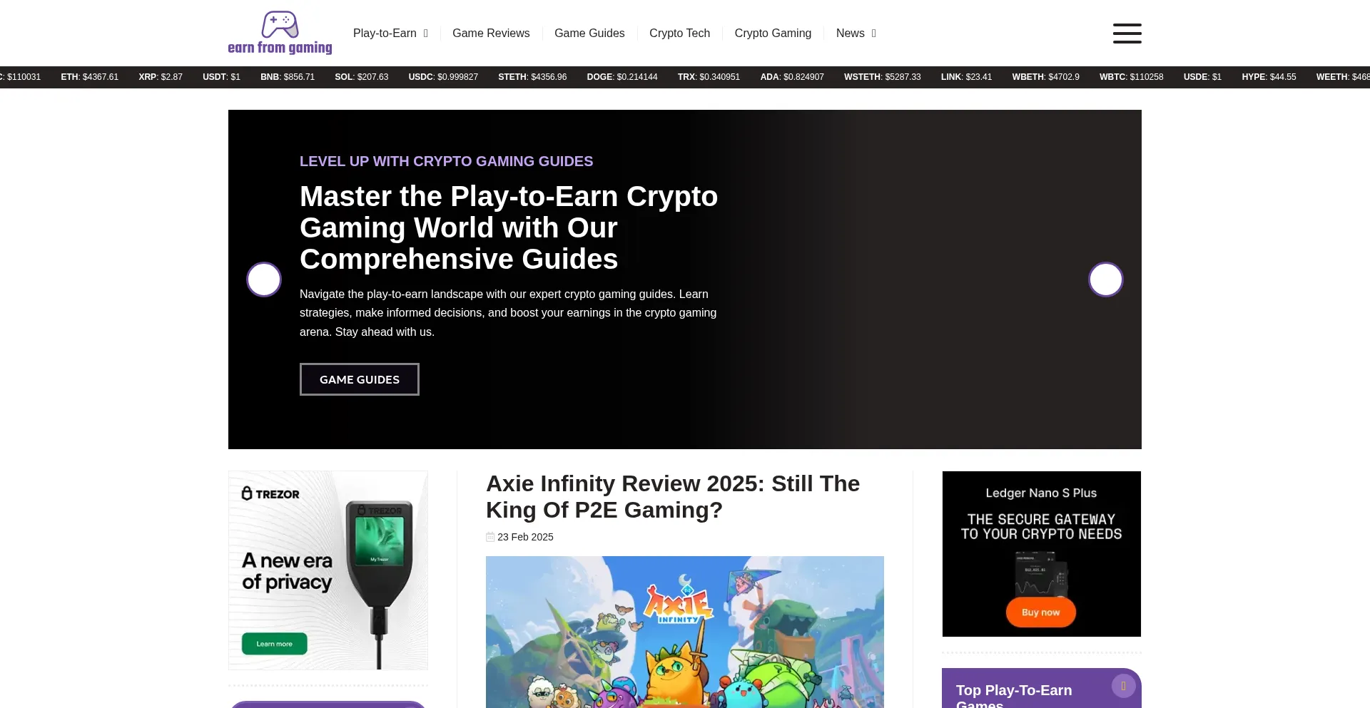 Website screenshot of Earnfromgaming.com