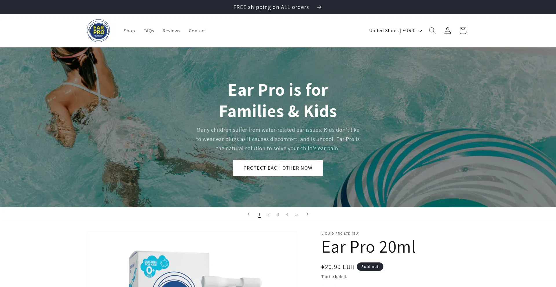 Website screenshot of Earpro.co