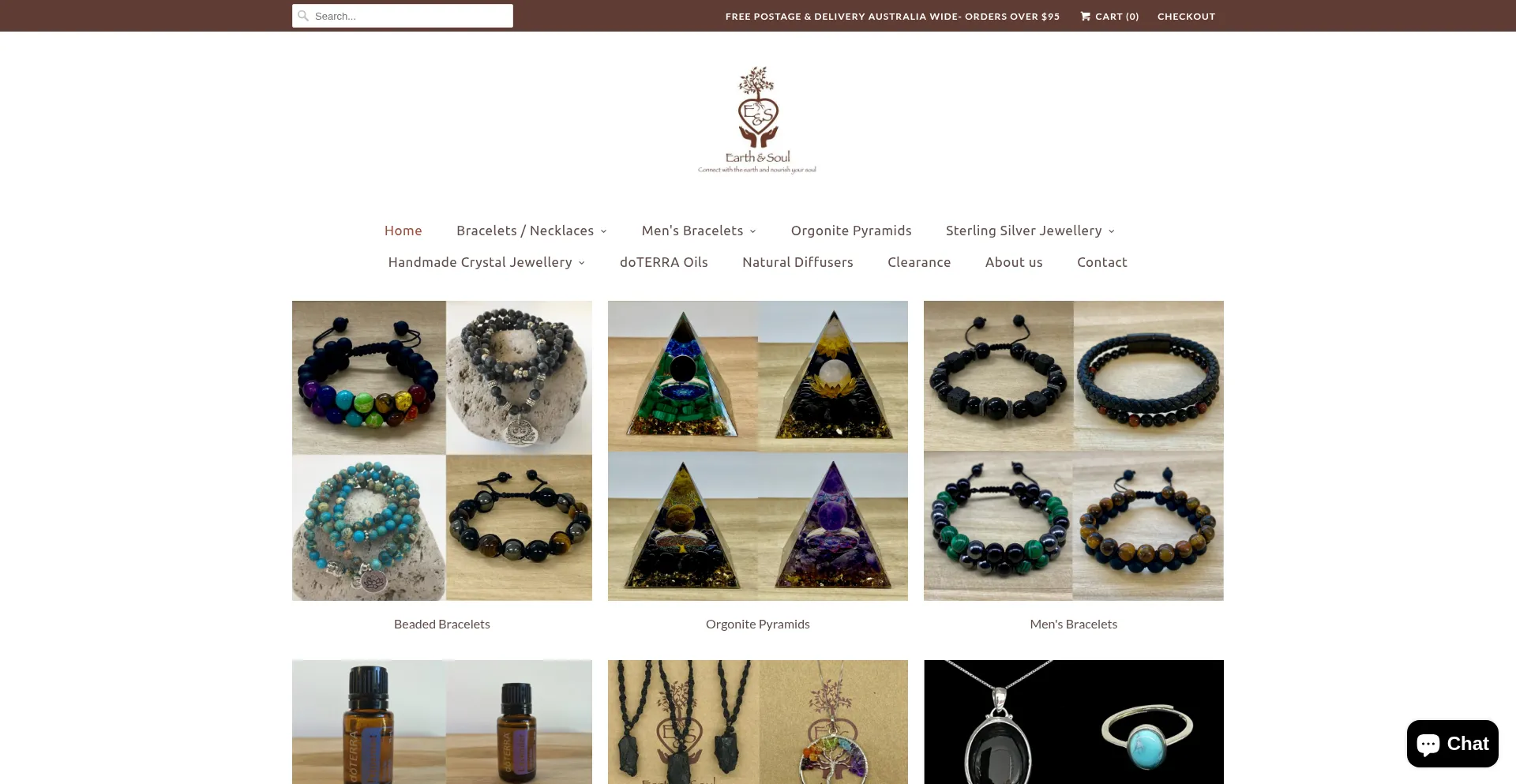 Website screenshot of Earthandsoul.com.au