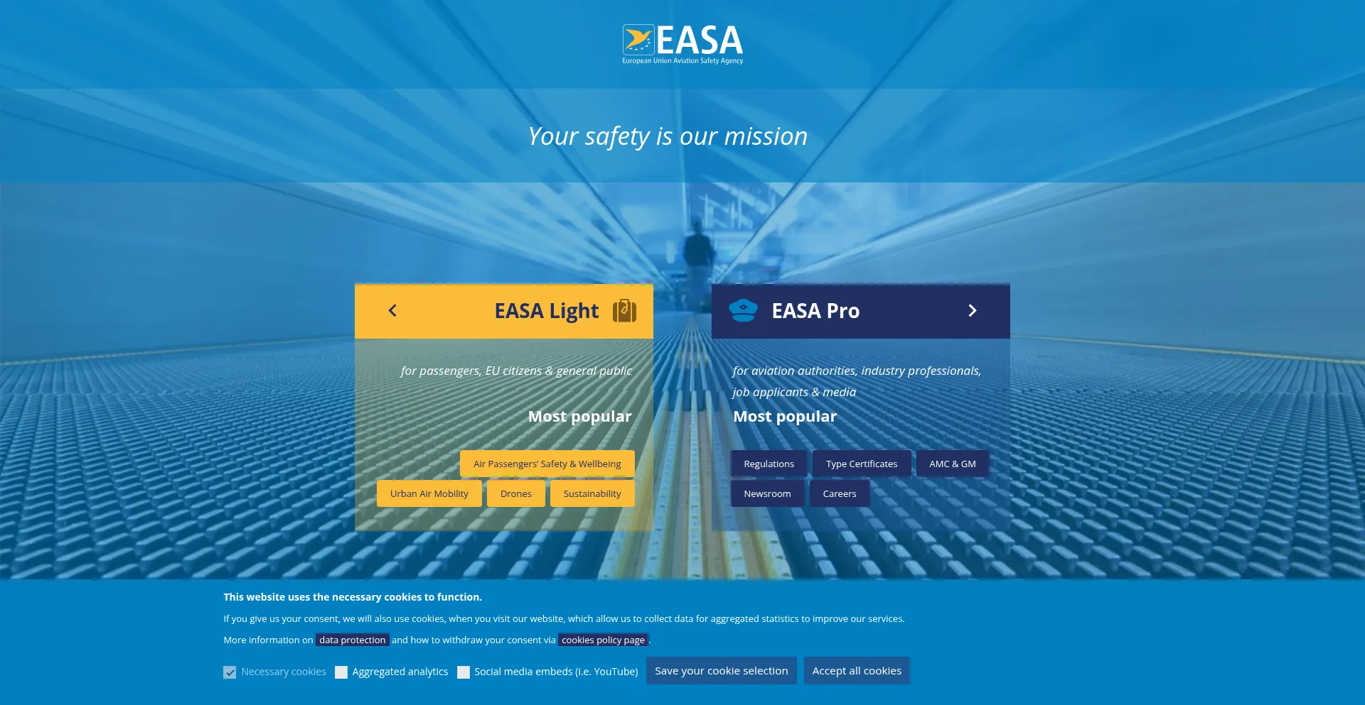 Website screenshot of Easa.europa.eu
