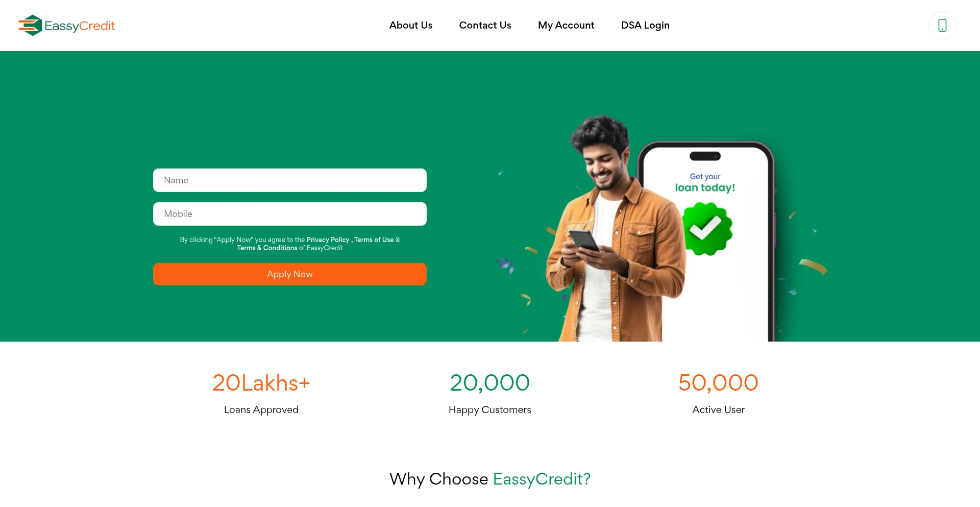 Website screenshot of Eassycredit.com
