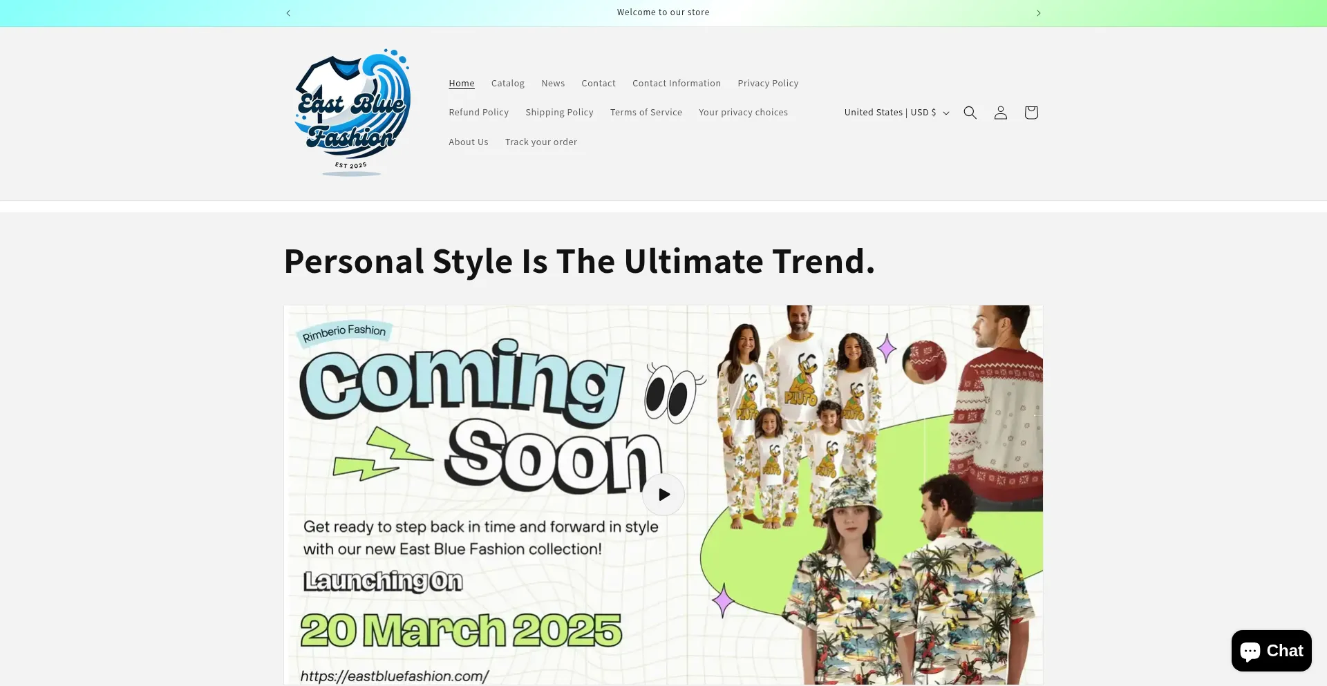 Website screenshot of Eastbluefashion.com
