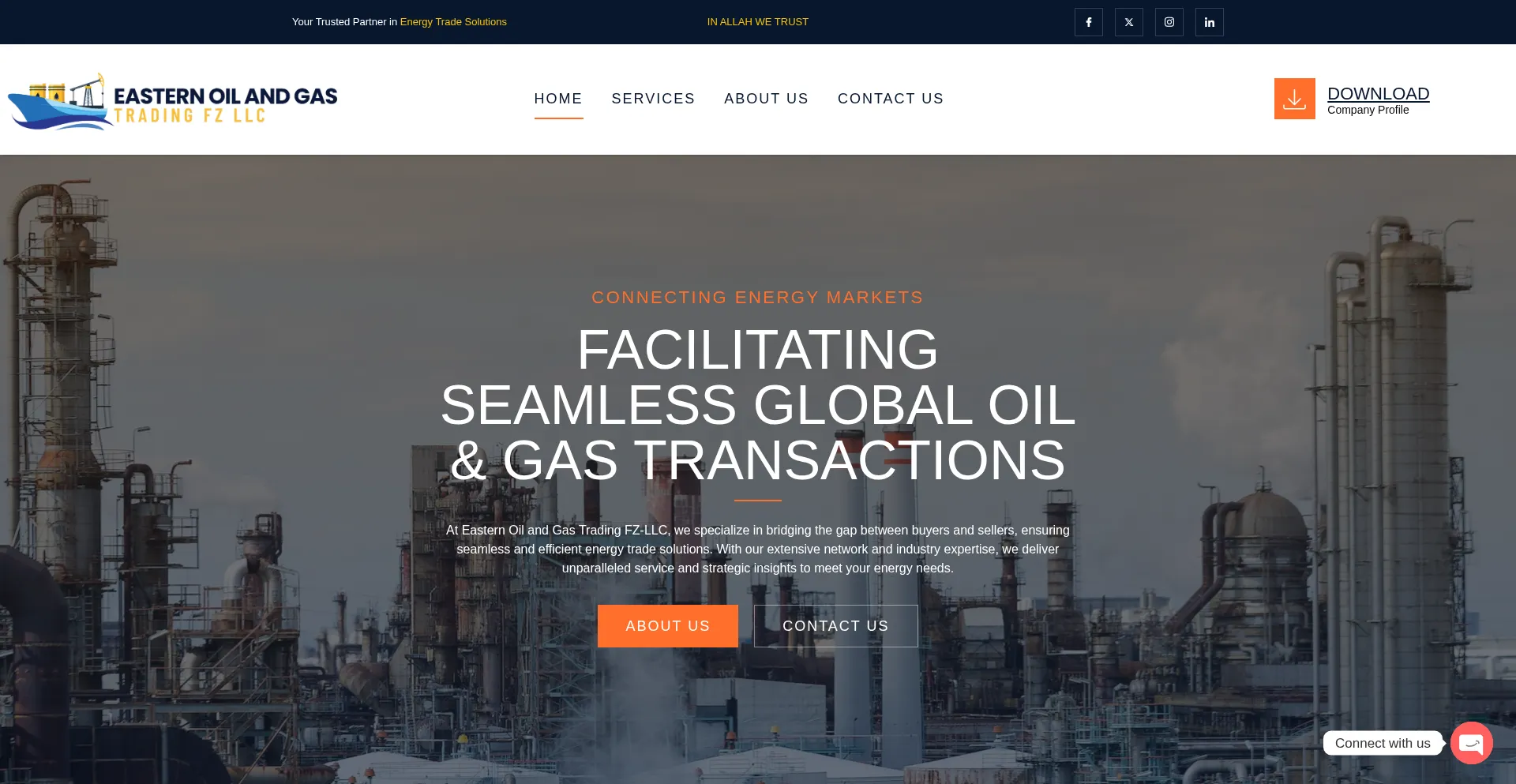 Website screenshot of Easternoilandgas.ae