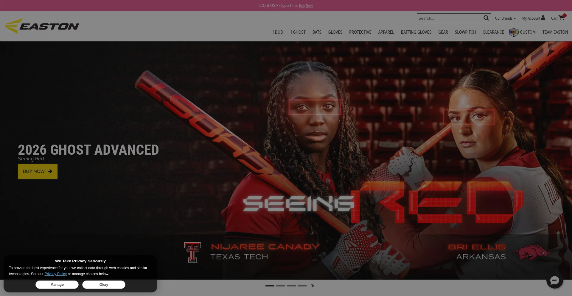 Website screenshot of Easton.rawlings.com