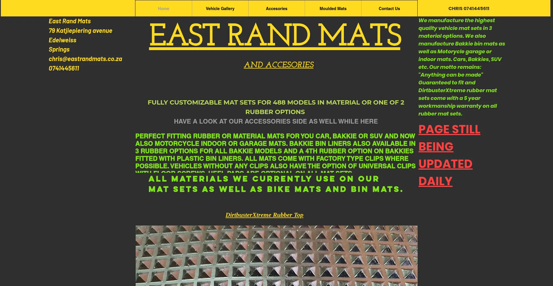 Website screenshot of Eastrandmats.co.za