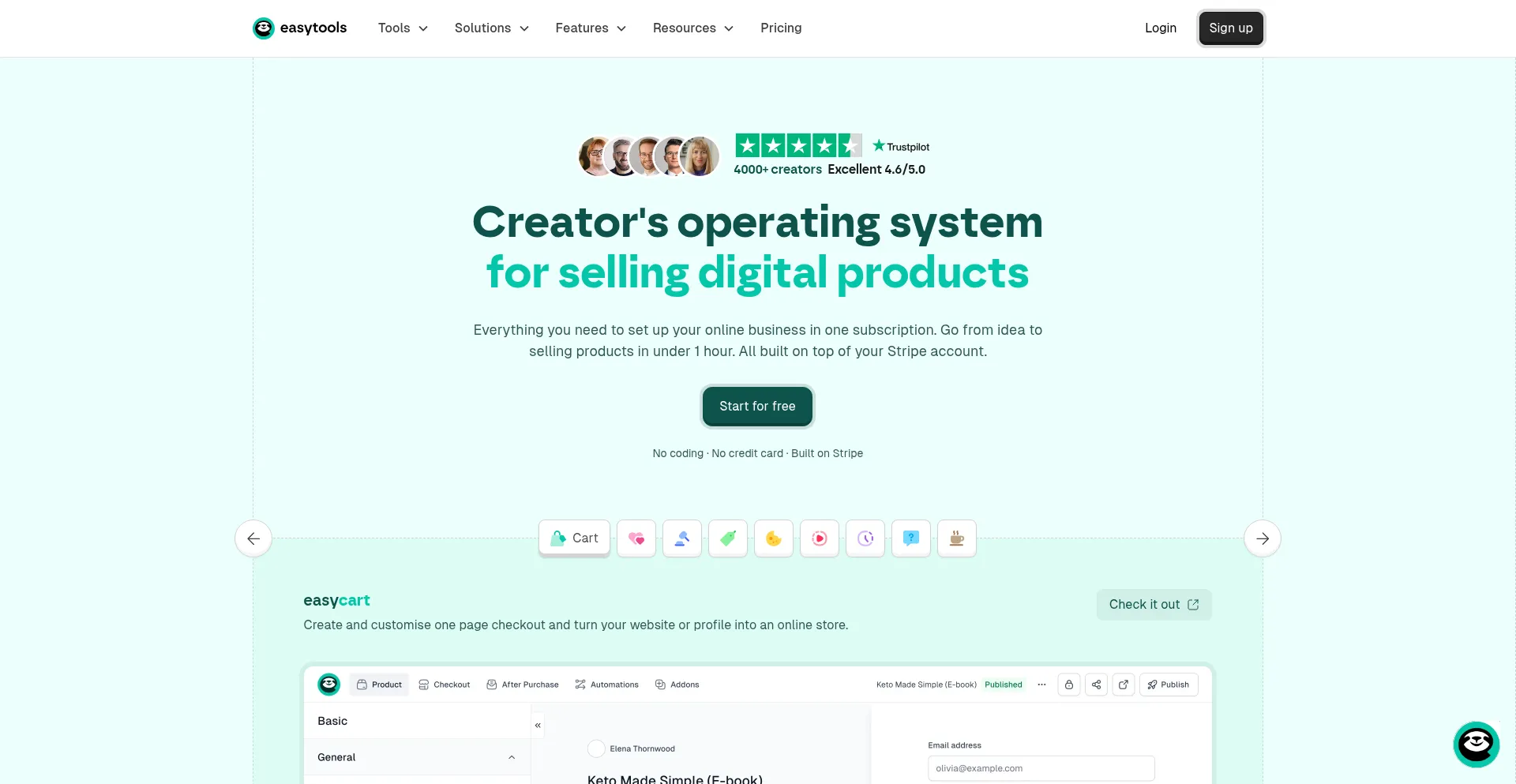 Website screenshot of Easy.tools
