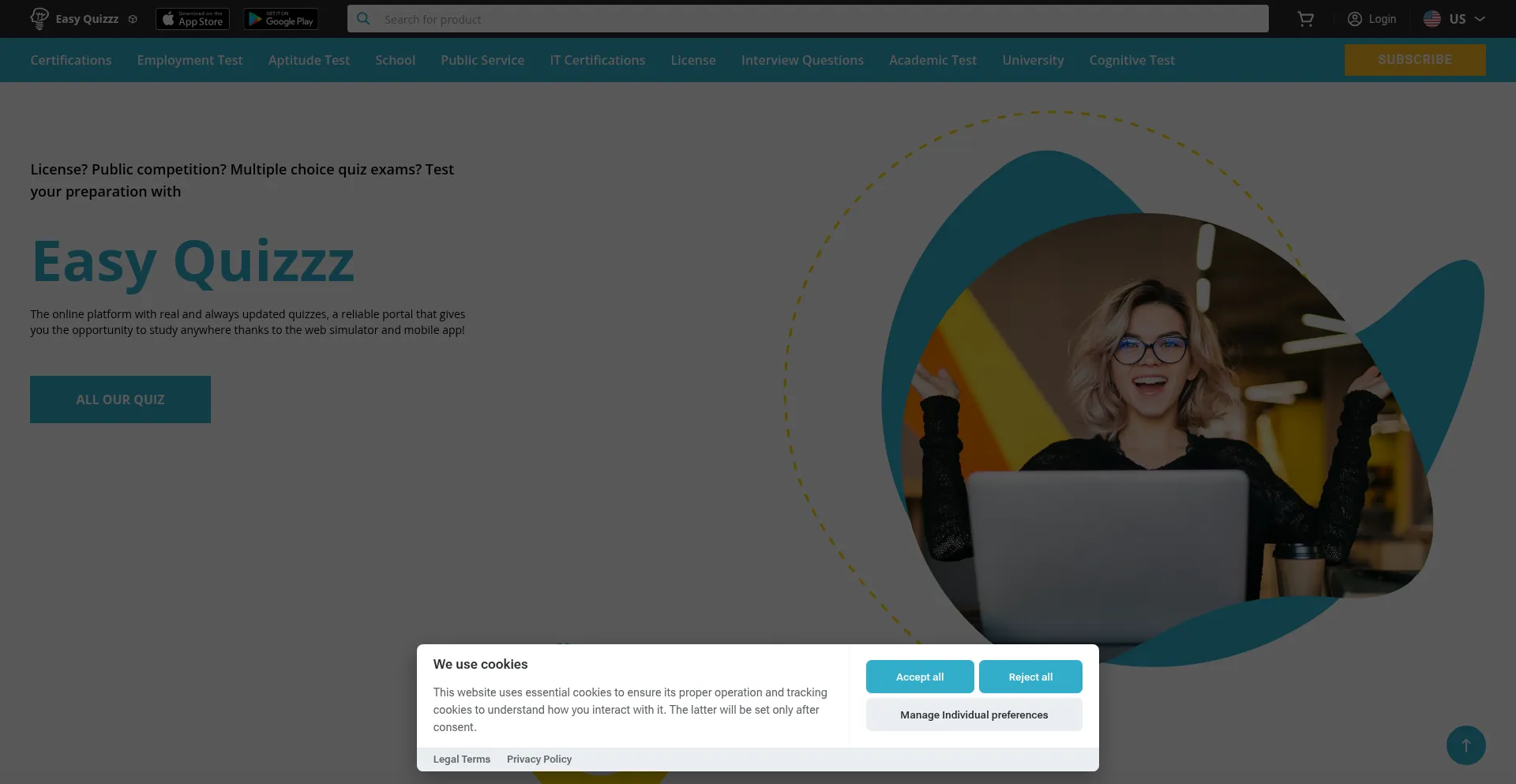 Website screenshot of Easy-quizzz.com