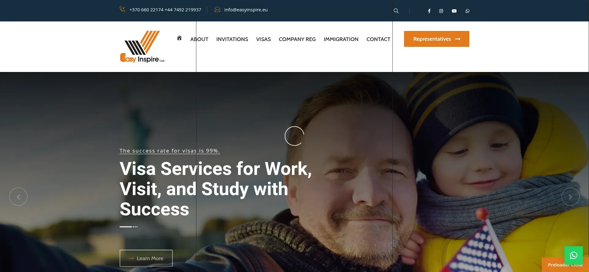 Website screenshot of Easyinspire.eu