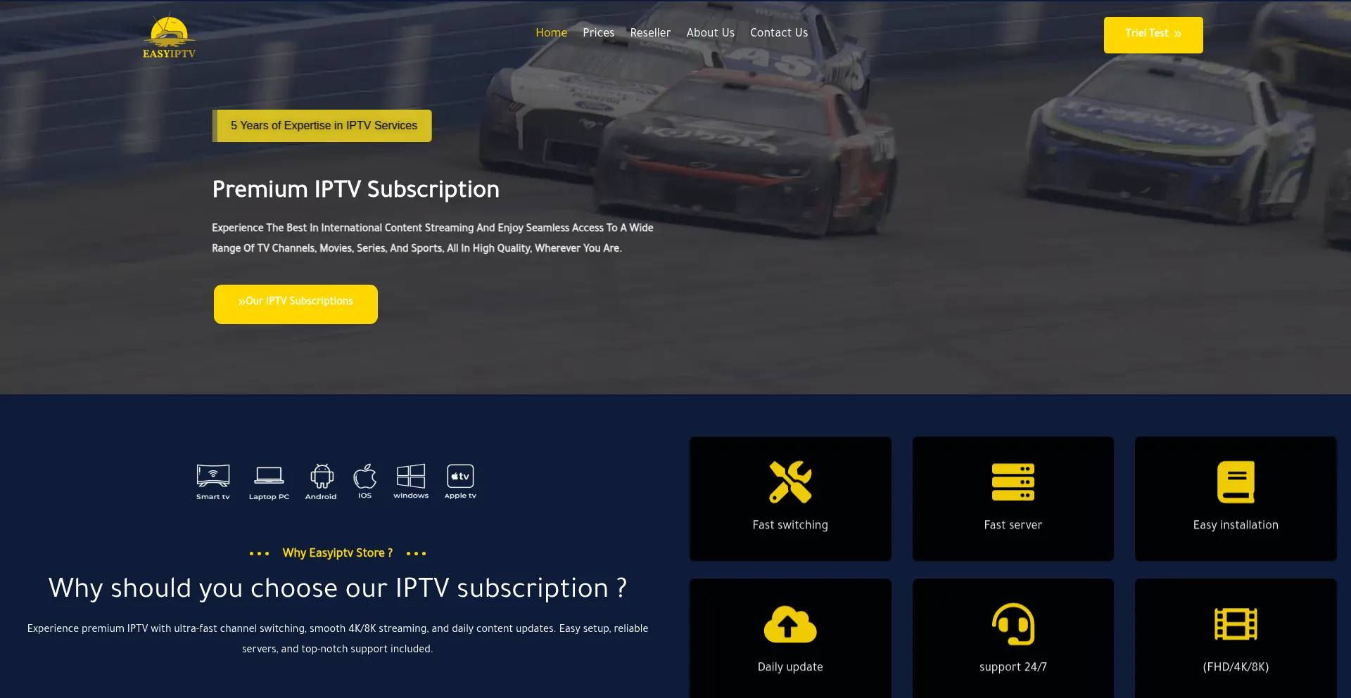 Website screenshot of Easyiptv.online