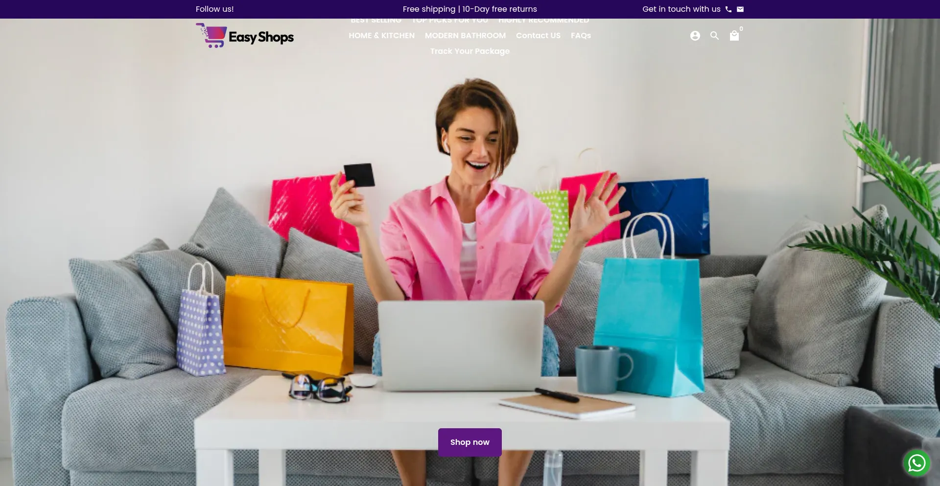 Website screenshot of Easyshops.co.in