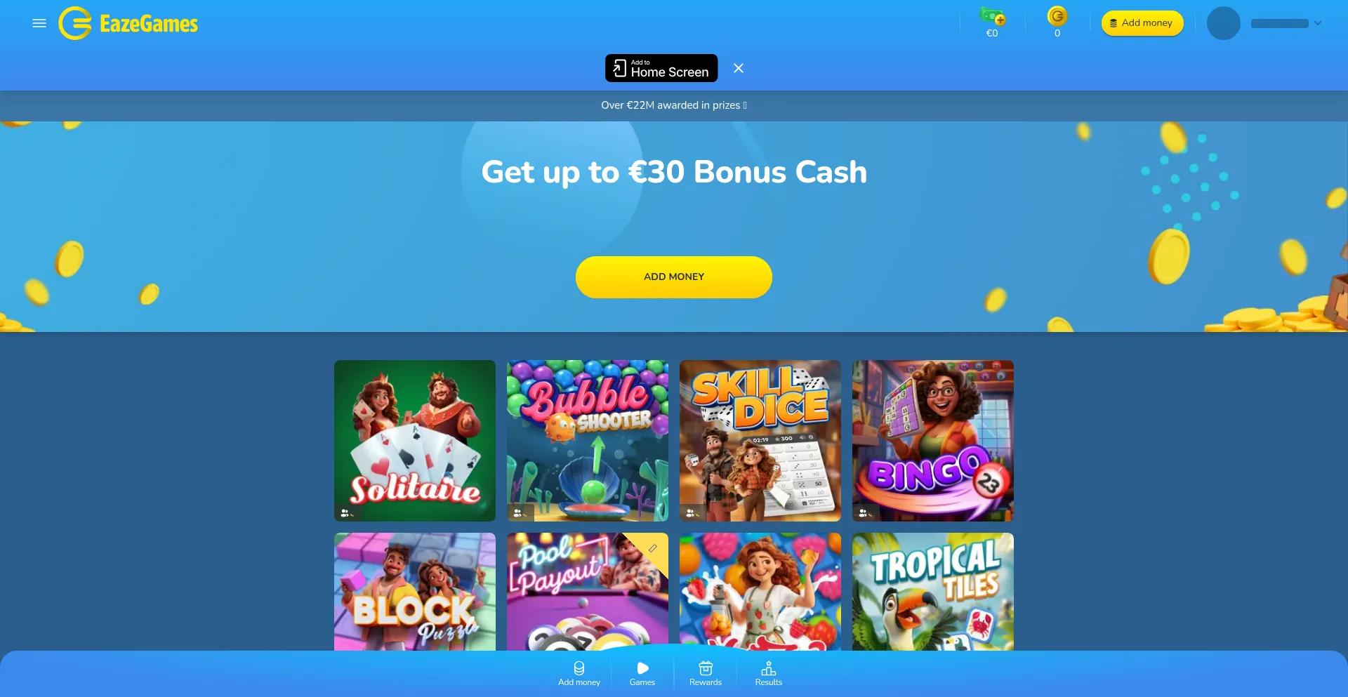 Website screenshot of Eazegames.com