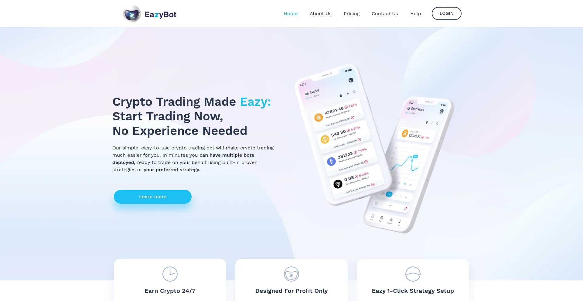 Website screenshot of Eazybot.com