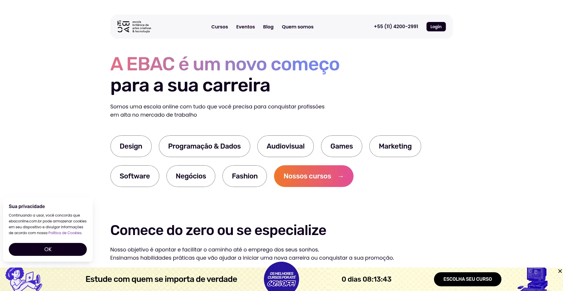 Website screenshot of Ebaconline.com.br