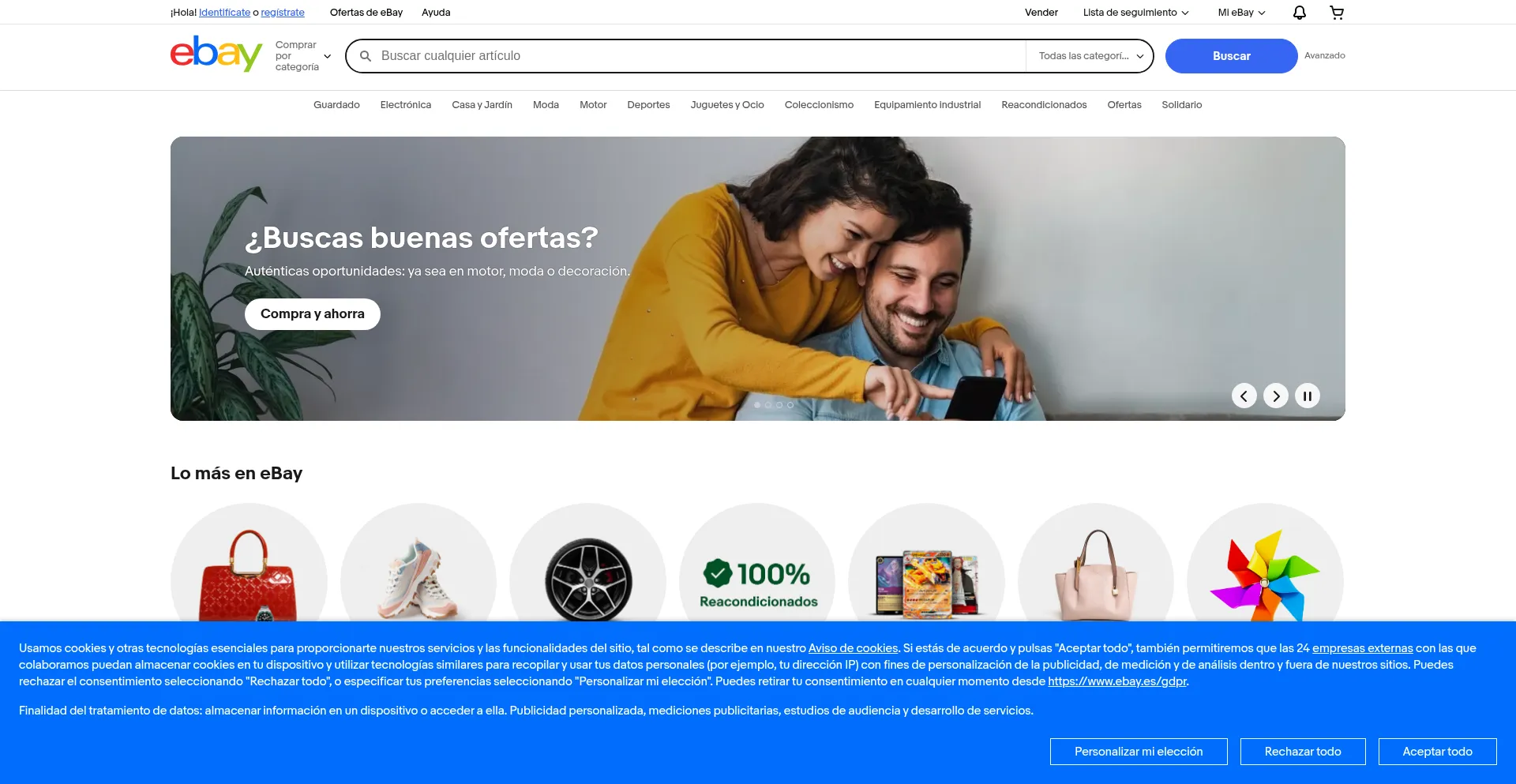 Website screenshot of Ebay.es
