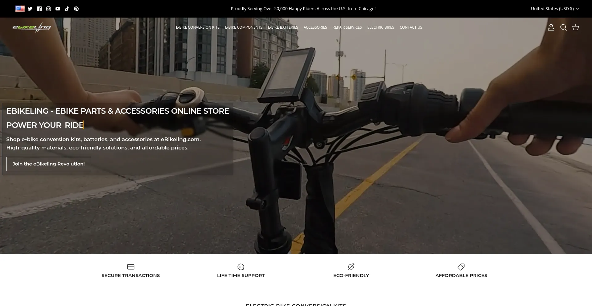 Website screenshot of Ebikeling.com