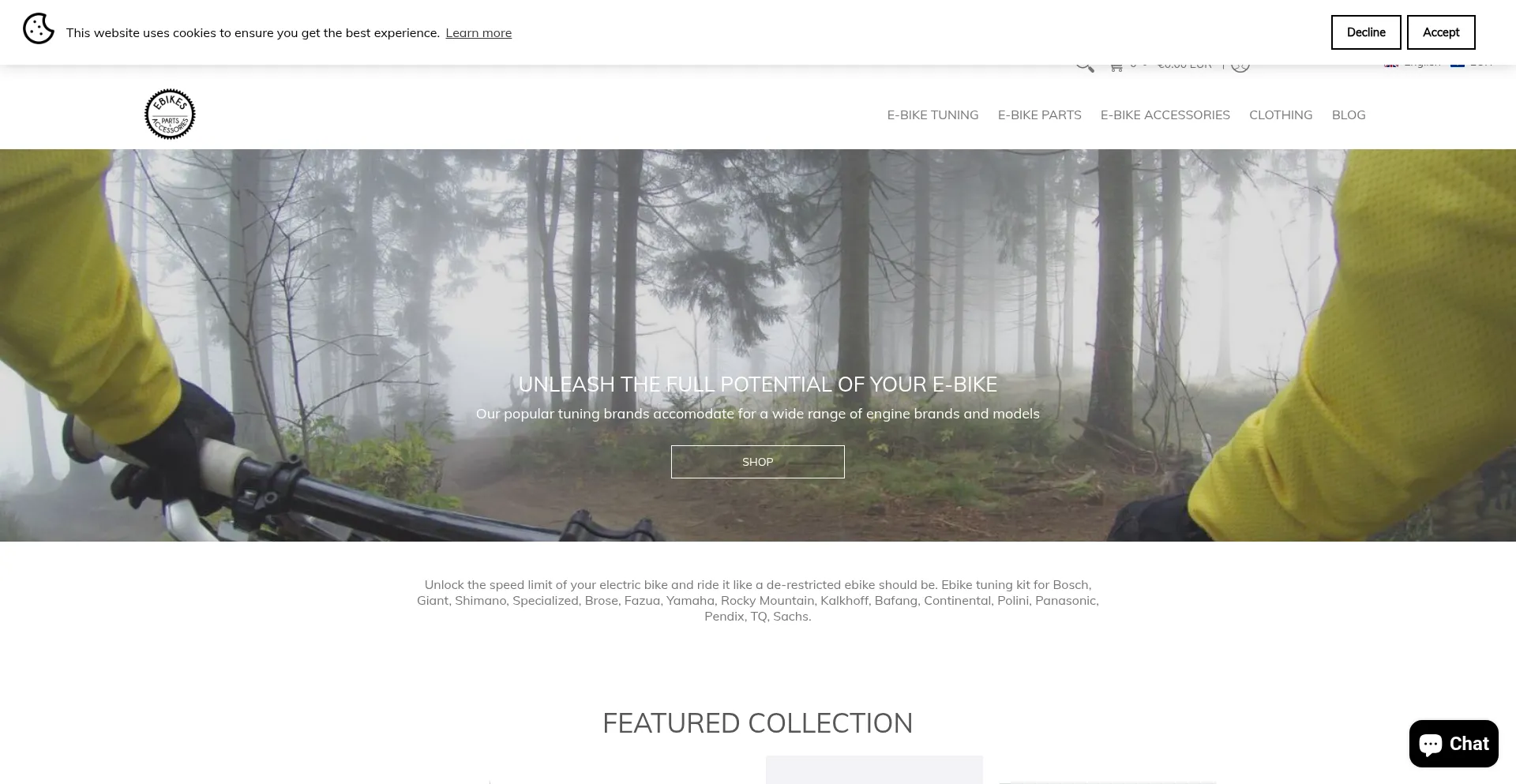 Website screenshot of Ebikespartsandaccessories.com