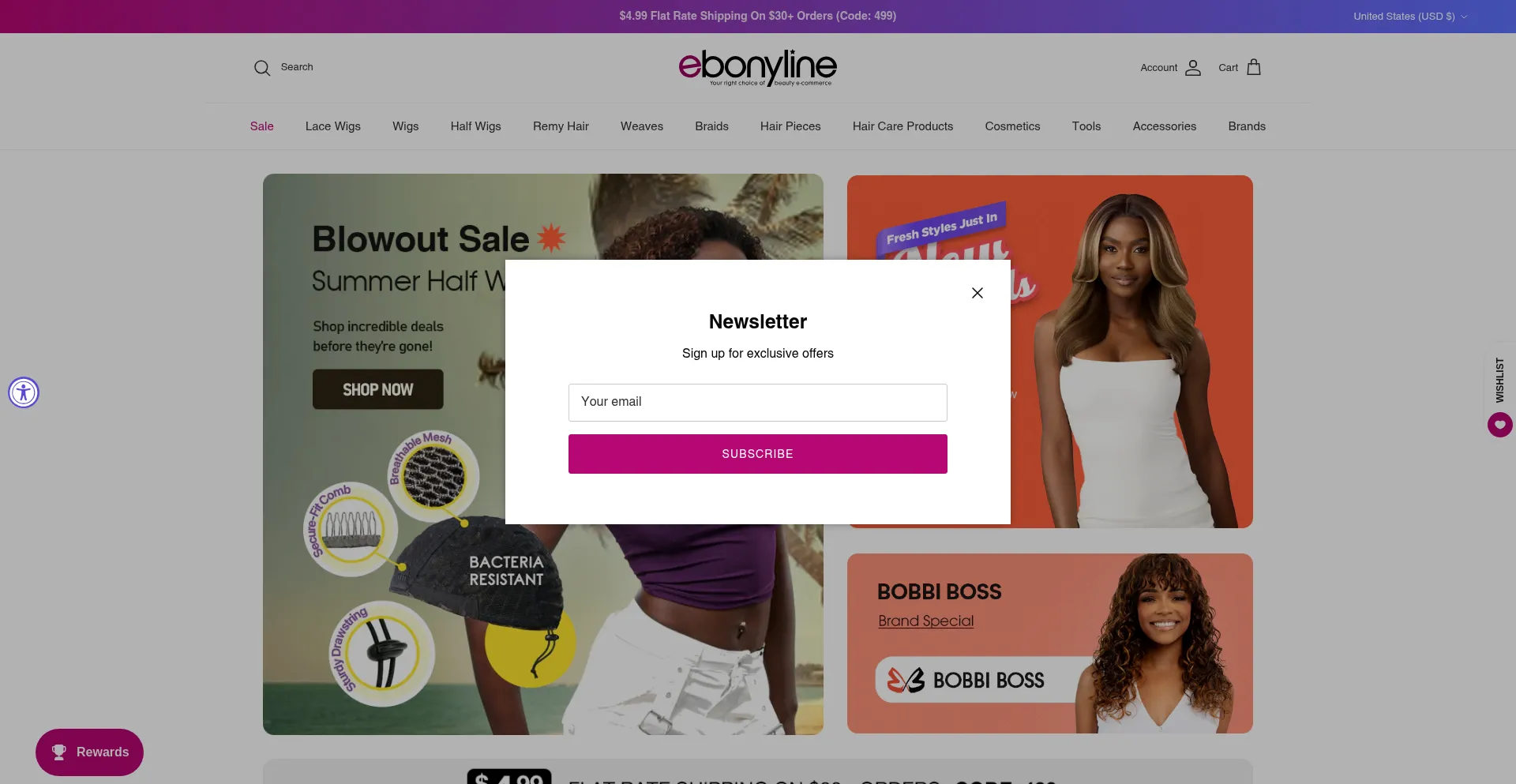 Website screenshot of Ebonyline.com